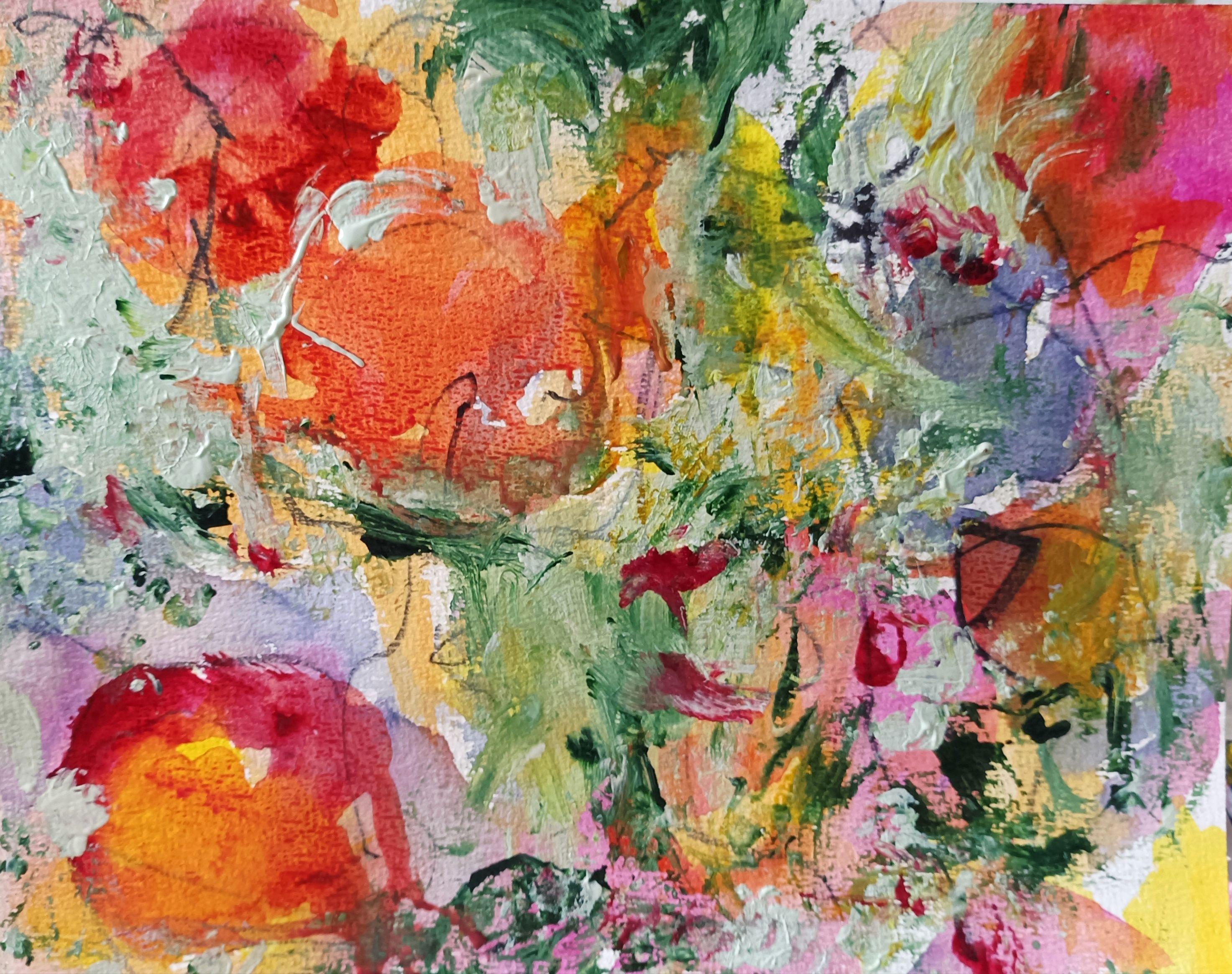 Fallobst, peinture, acrylique sur papier aquarelle - Painting de Karin Goeppert