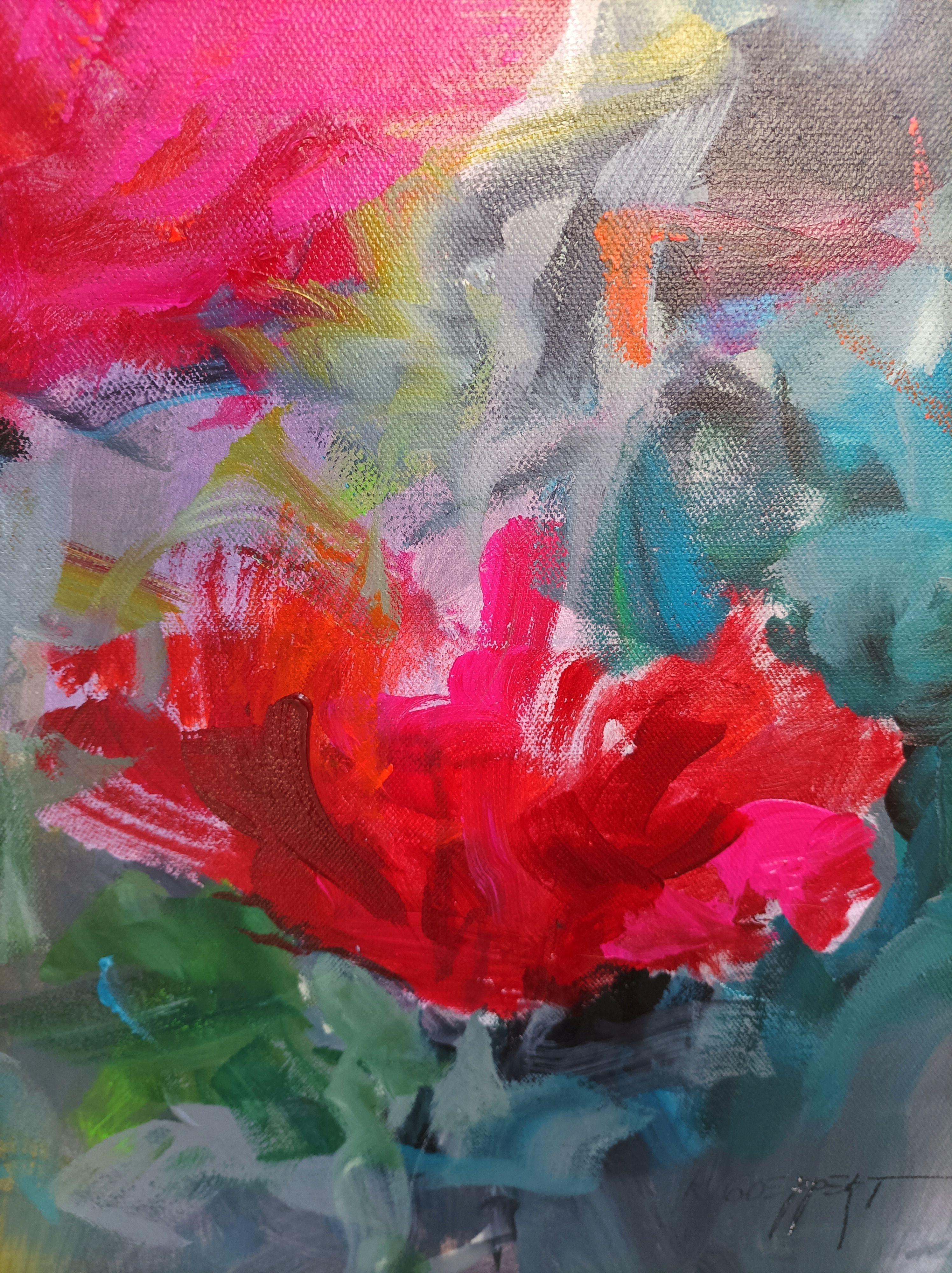 Flower Field, Painting, Acrylic on Canvas For Sale 3