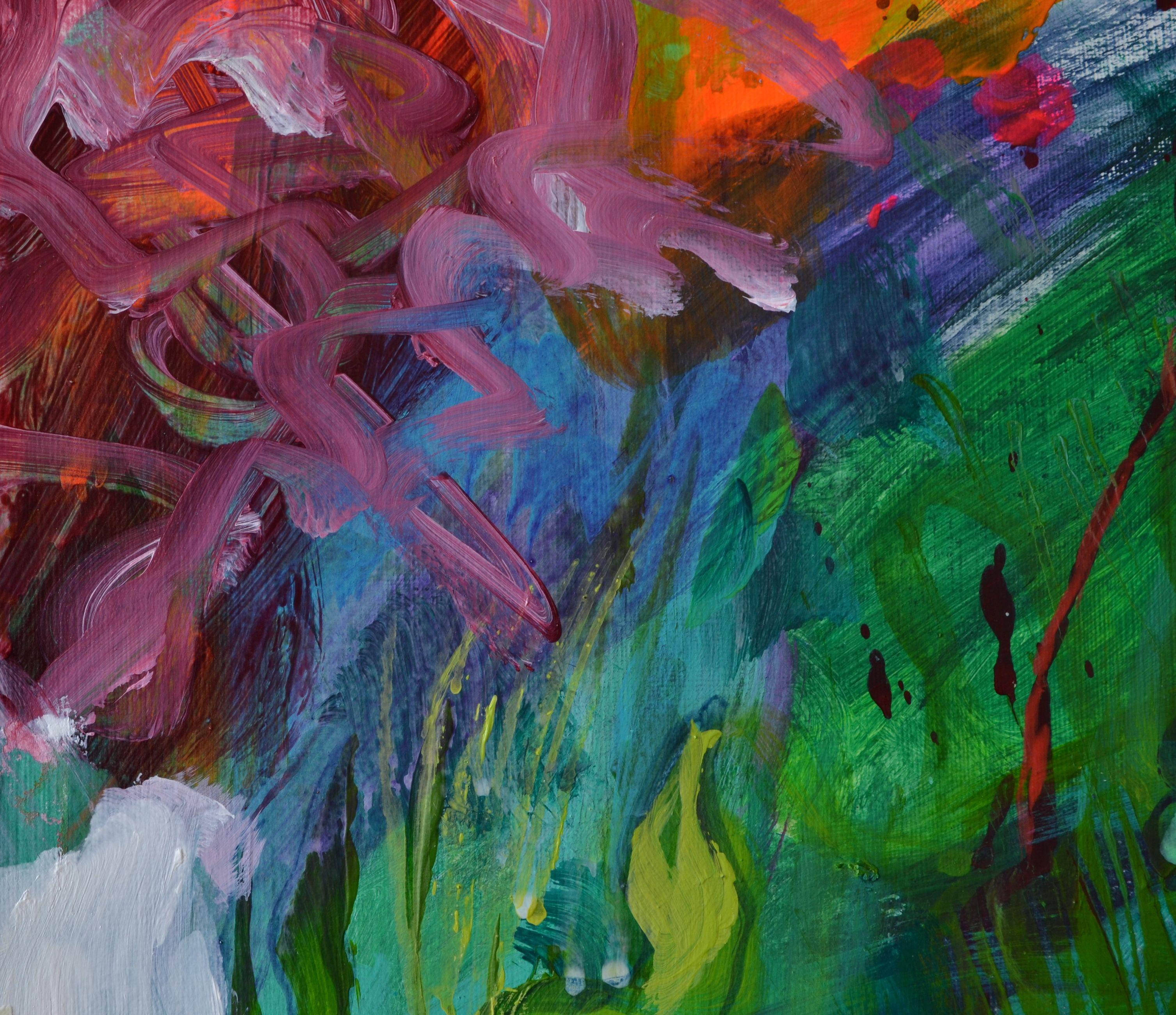 Qui, là e ovunque, Pittura, Acrilico su carta - Painting di Karin Goeppert