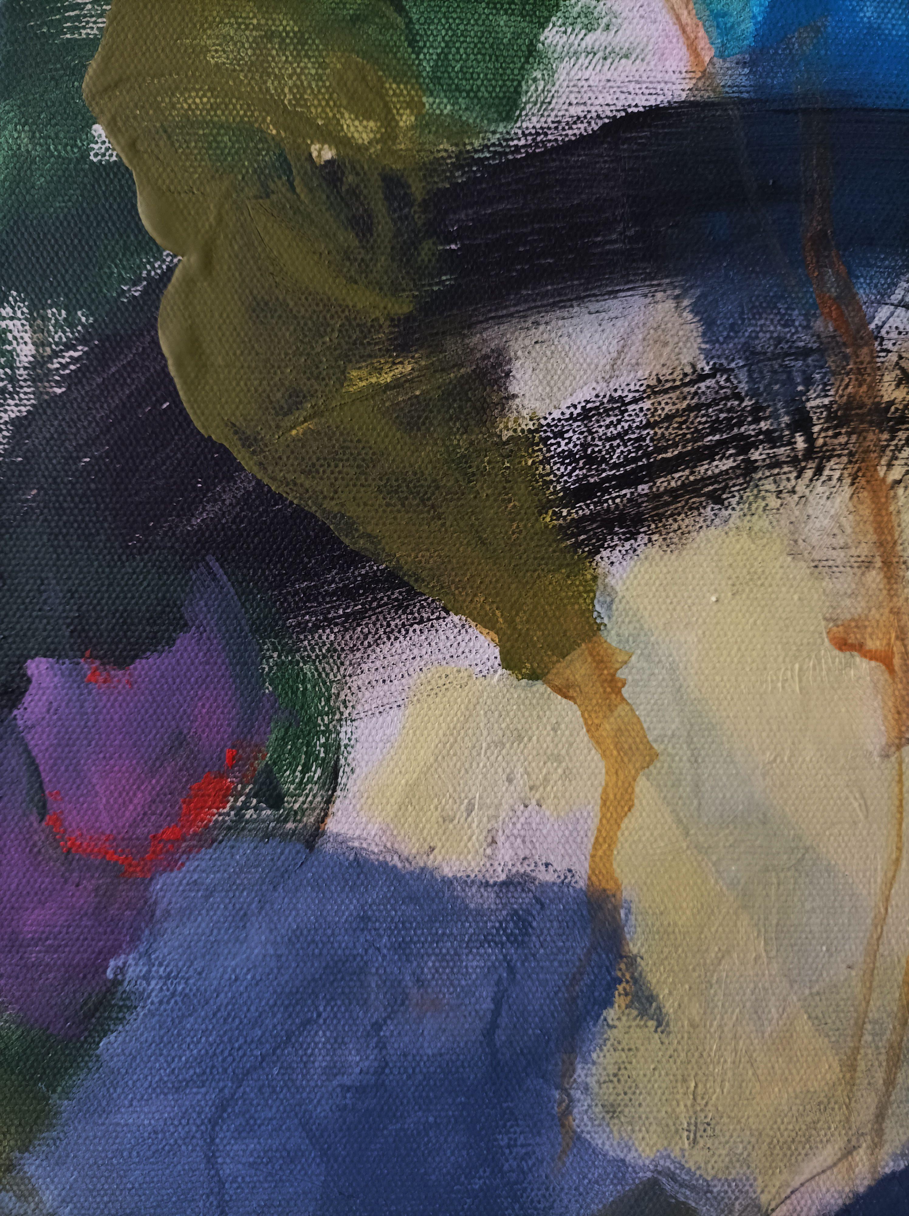 Irrwege, Pittura, Acrilico su tela - Abstract Painting Nero di Karin Goeppert
