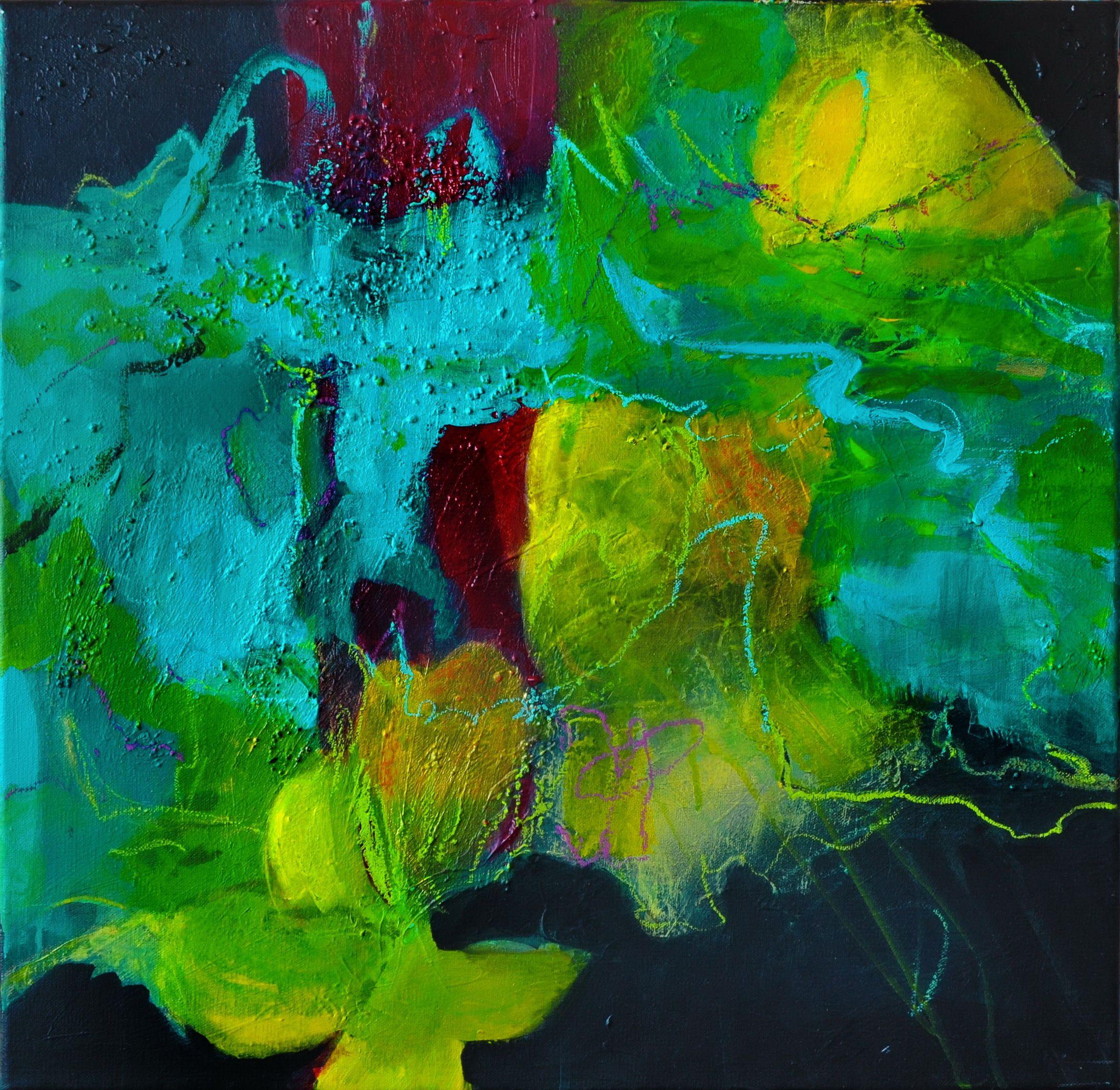 Karin Goeppert Abstract Painting - Life is not for the faint of Heart, Painting, Acrylic on Canvas