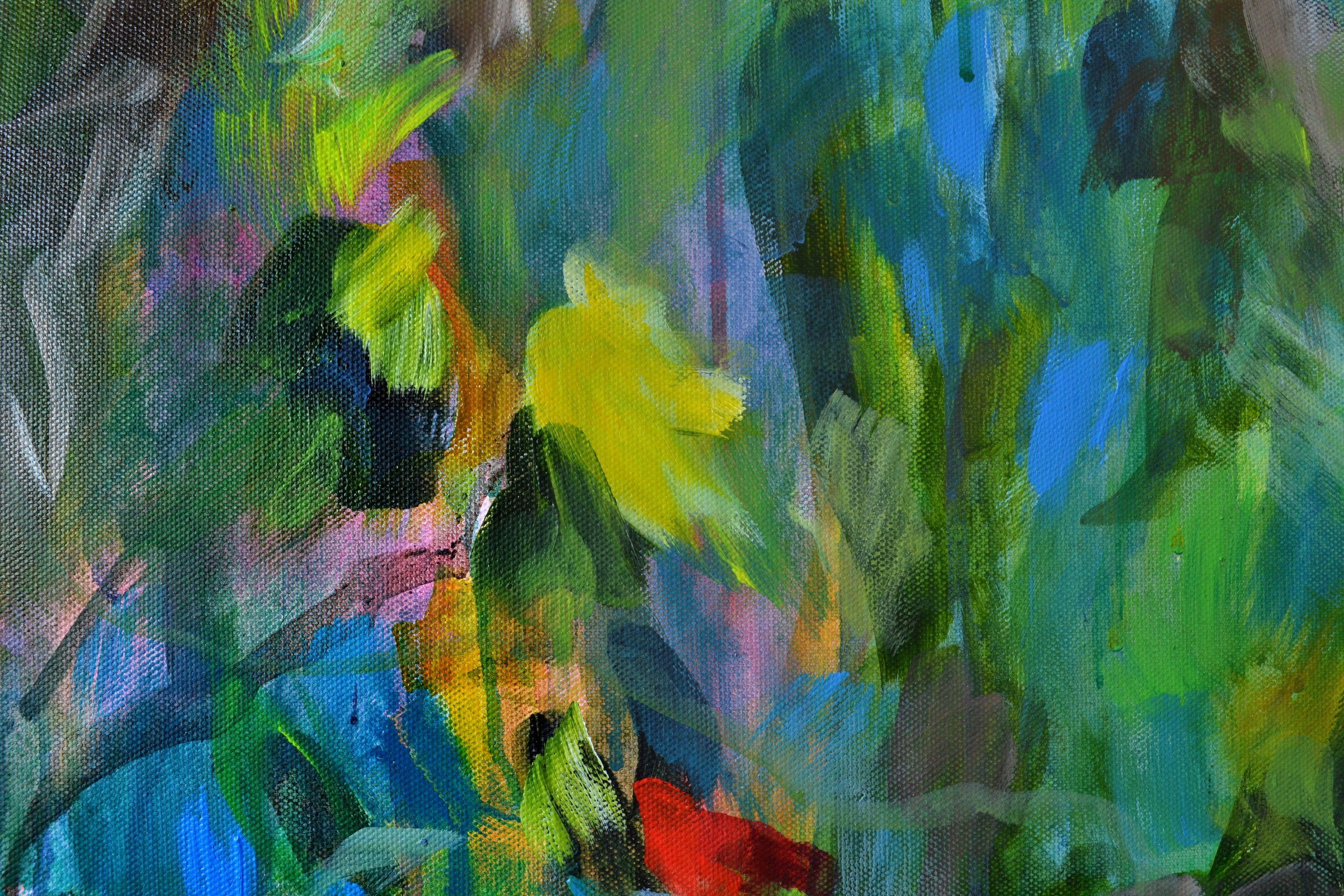 Il mio melo, Pittura, Acrilico su tela - Abstract Painting Grigio di Karin Goeppert
