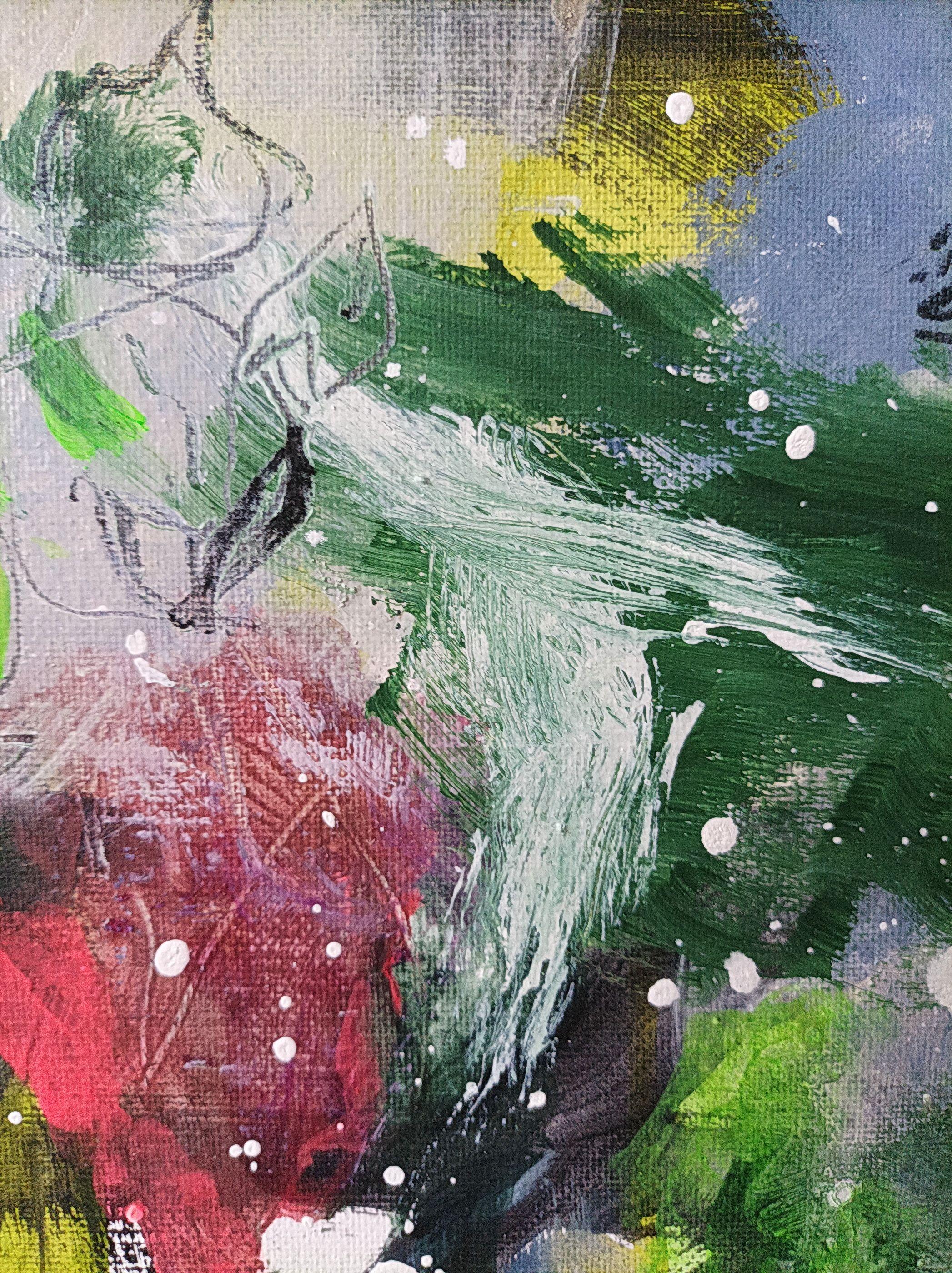 Fuera Dentro, Pintura, Acrílico sobre lienzo - Abstract Painting Gris de Karin Goeppert
