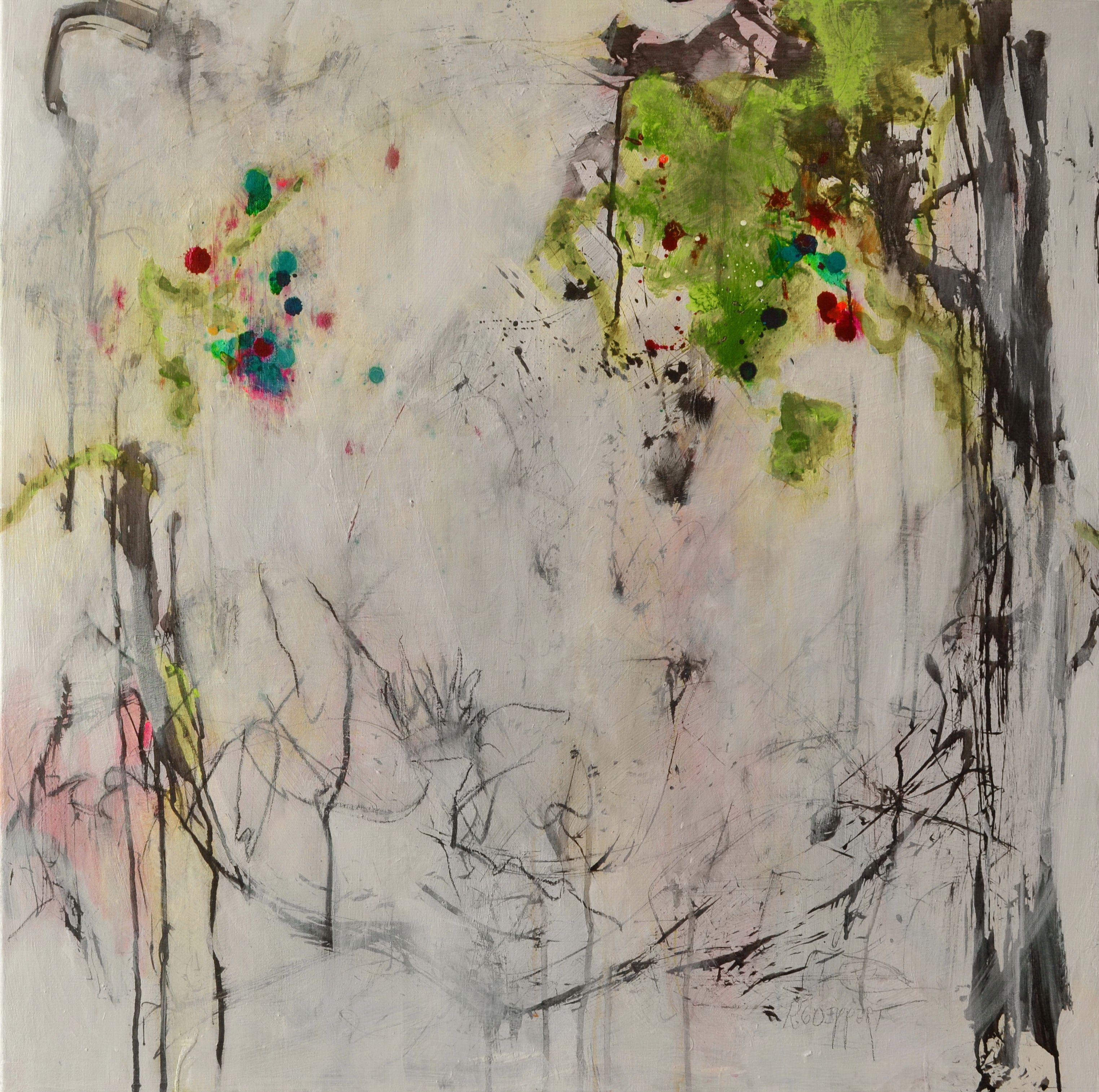 Abstract Painting de Karin Goeppert - Callejón del pavo real, Pintura, Acrílico sobre lienzo