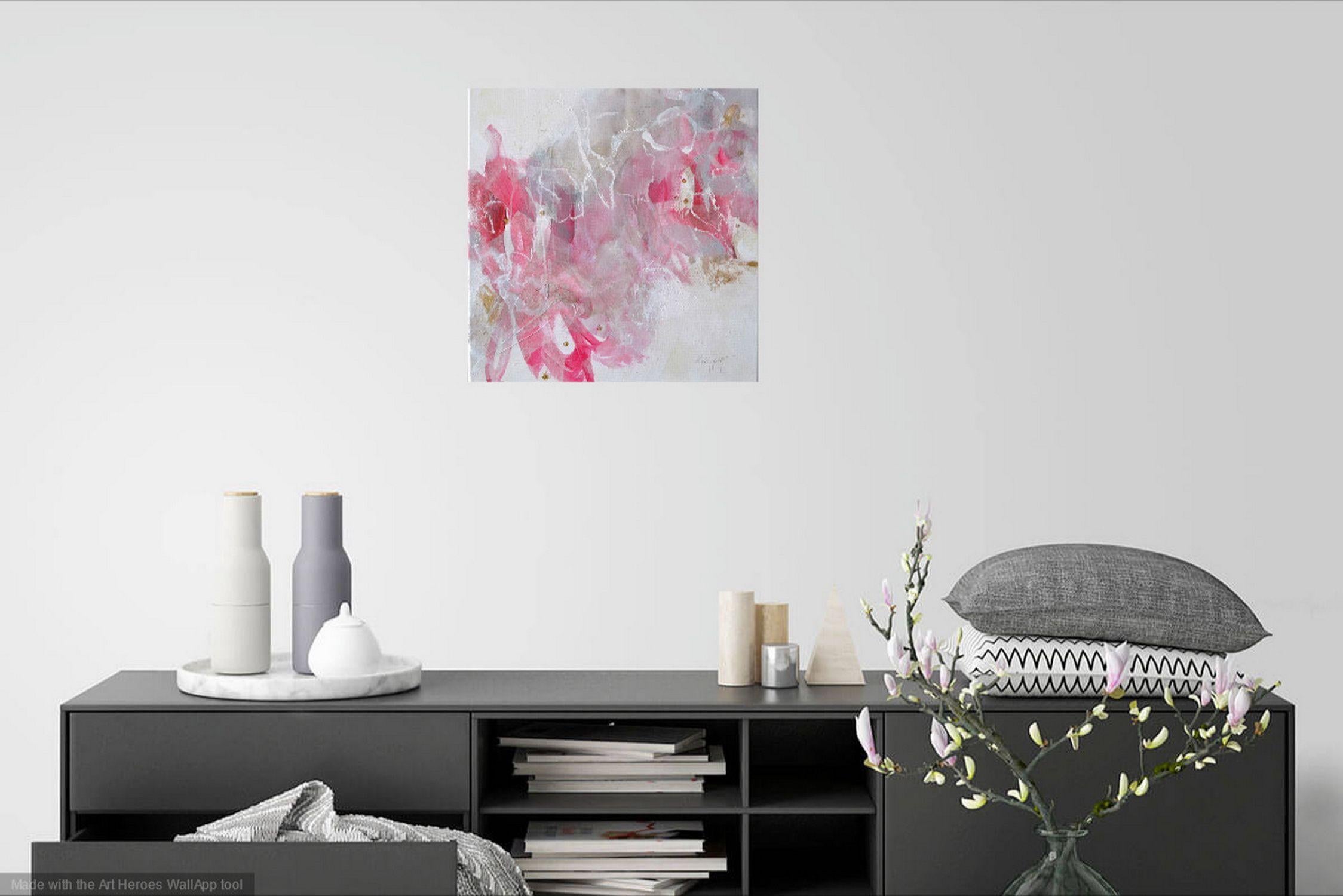 Pink Lady, Painting, Acrylic on Canvas - Gray Abstract Painting by Karin Goeppert