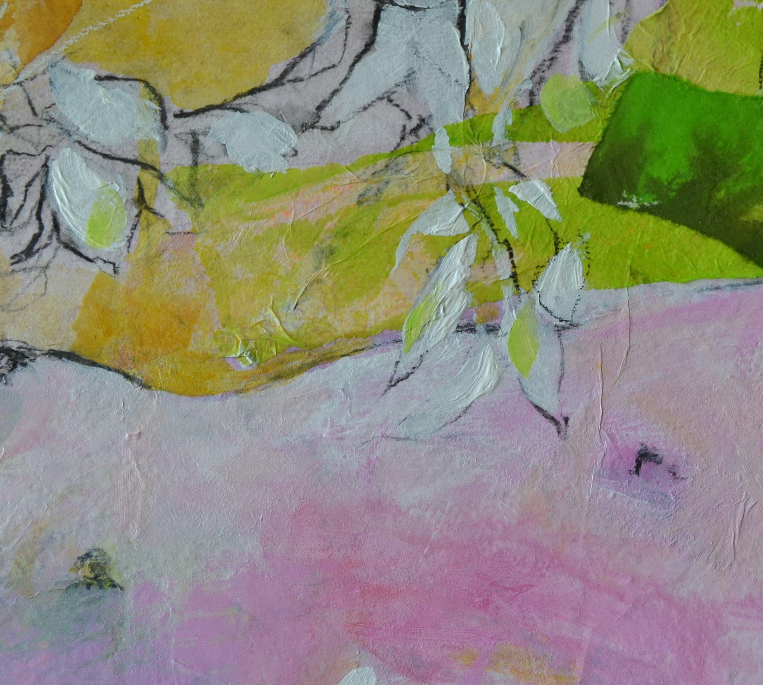 Primavera, una bella y sensual pintura de una mujer tumbada en la naturaleza.    La imagen habla por sí sola.    La obra está realizada en madera y está lista para colgar. No se necesita marco. Hay capas de elementos de collage de papel sobre la