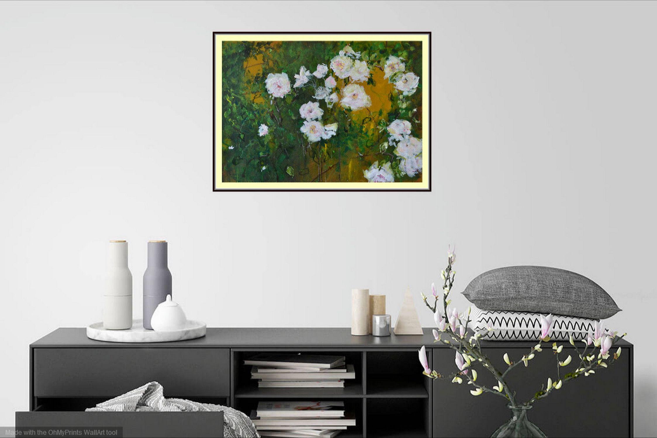 Rose Cottage, Pintura, Acrílico sobre papel - Painting Impresionista de Karin Goeppert