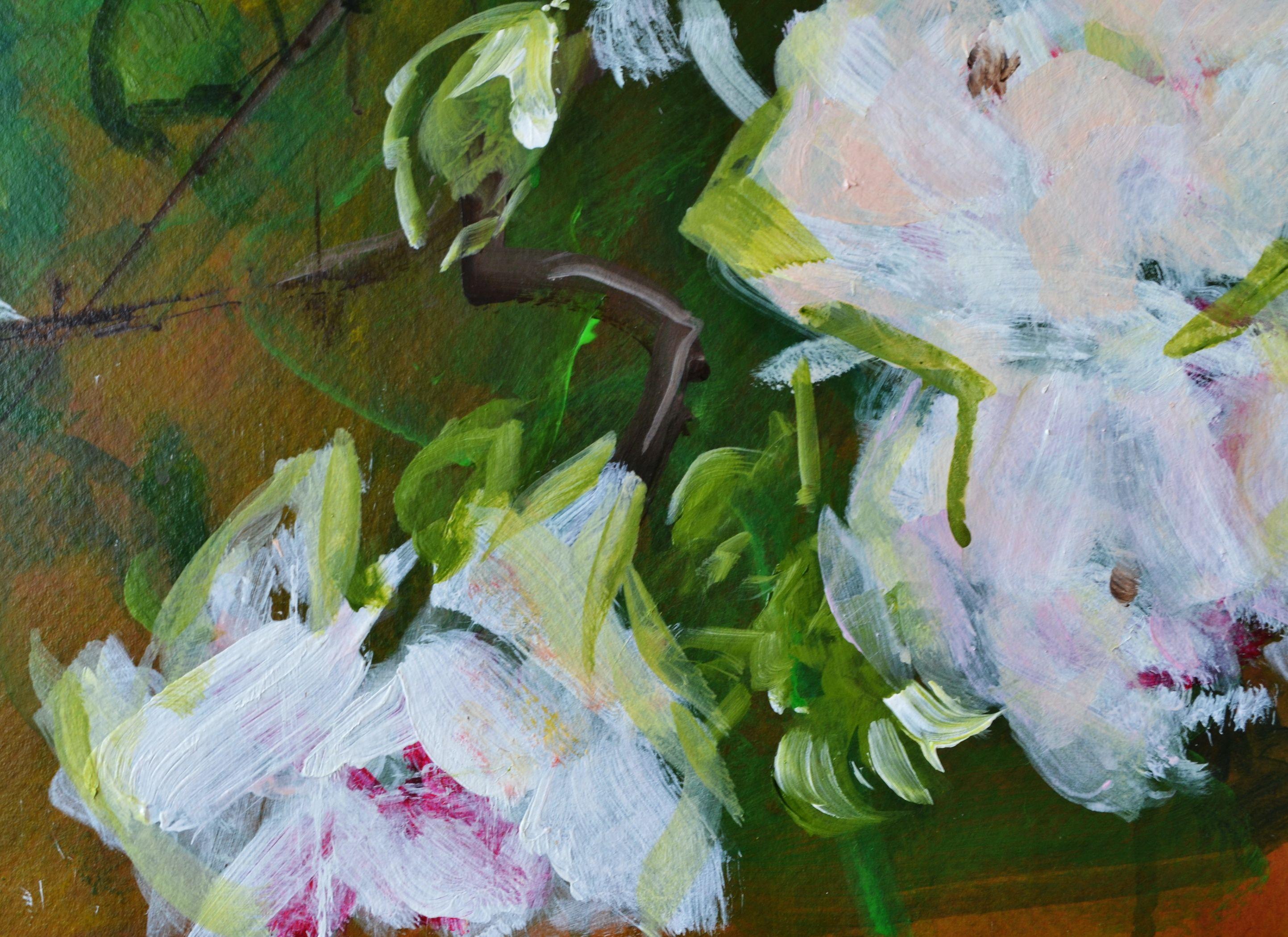 Rose Cottage, Pintura, Acrílico sobre papel en venta 1