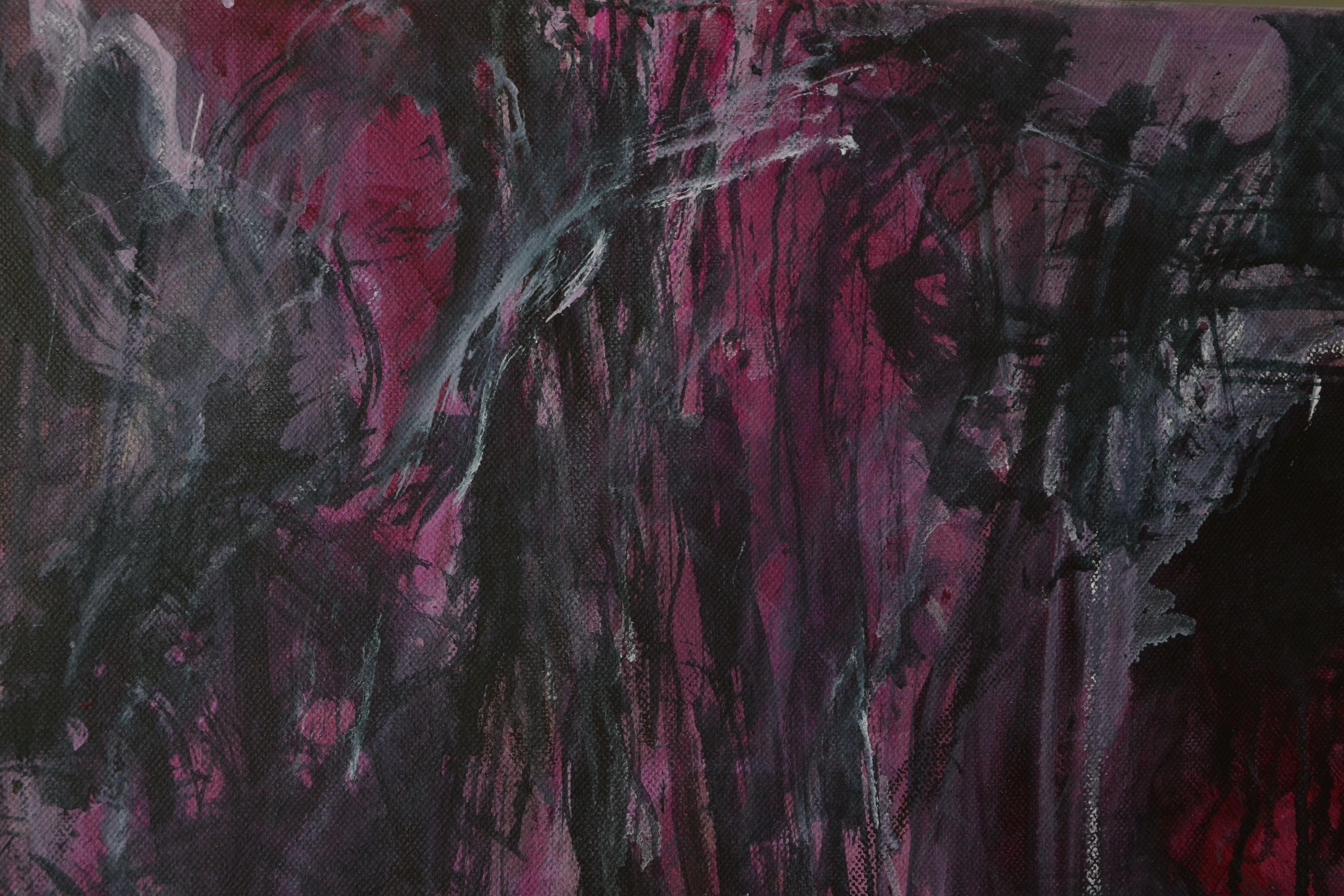 Smoke on the Water, Painting, Acrylic on Canvas - Black Abstract Painting by Karin Goeppert