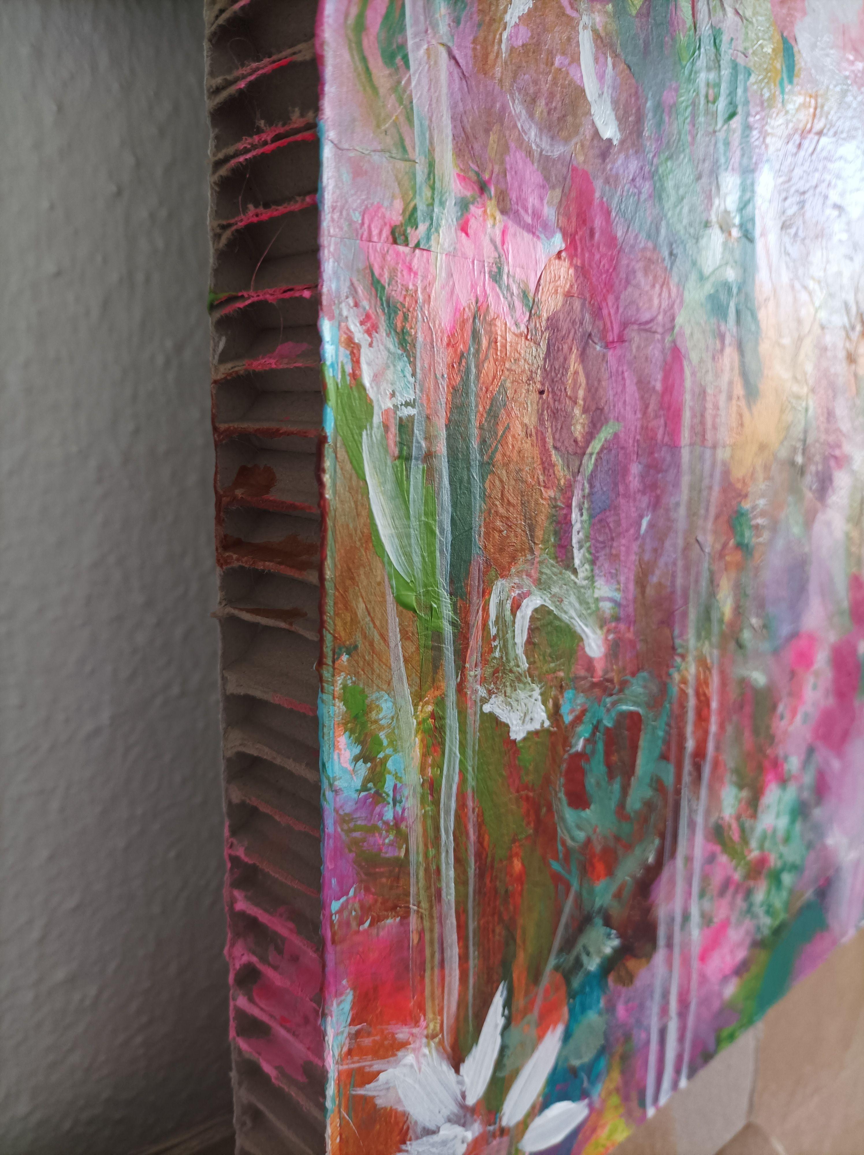 Spring in Autumn, Painting, Acrylic on Other - Brown Abstract Painting by Karin Goeppert