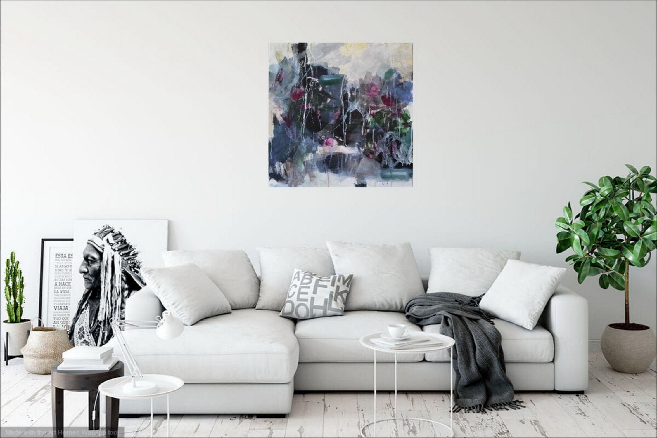 The Big Dripper, Painting, Acrylic on Canvas - Gray Abstract Painting by Karin Goeppert