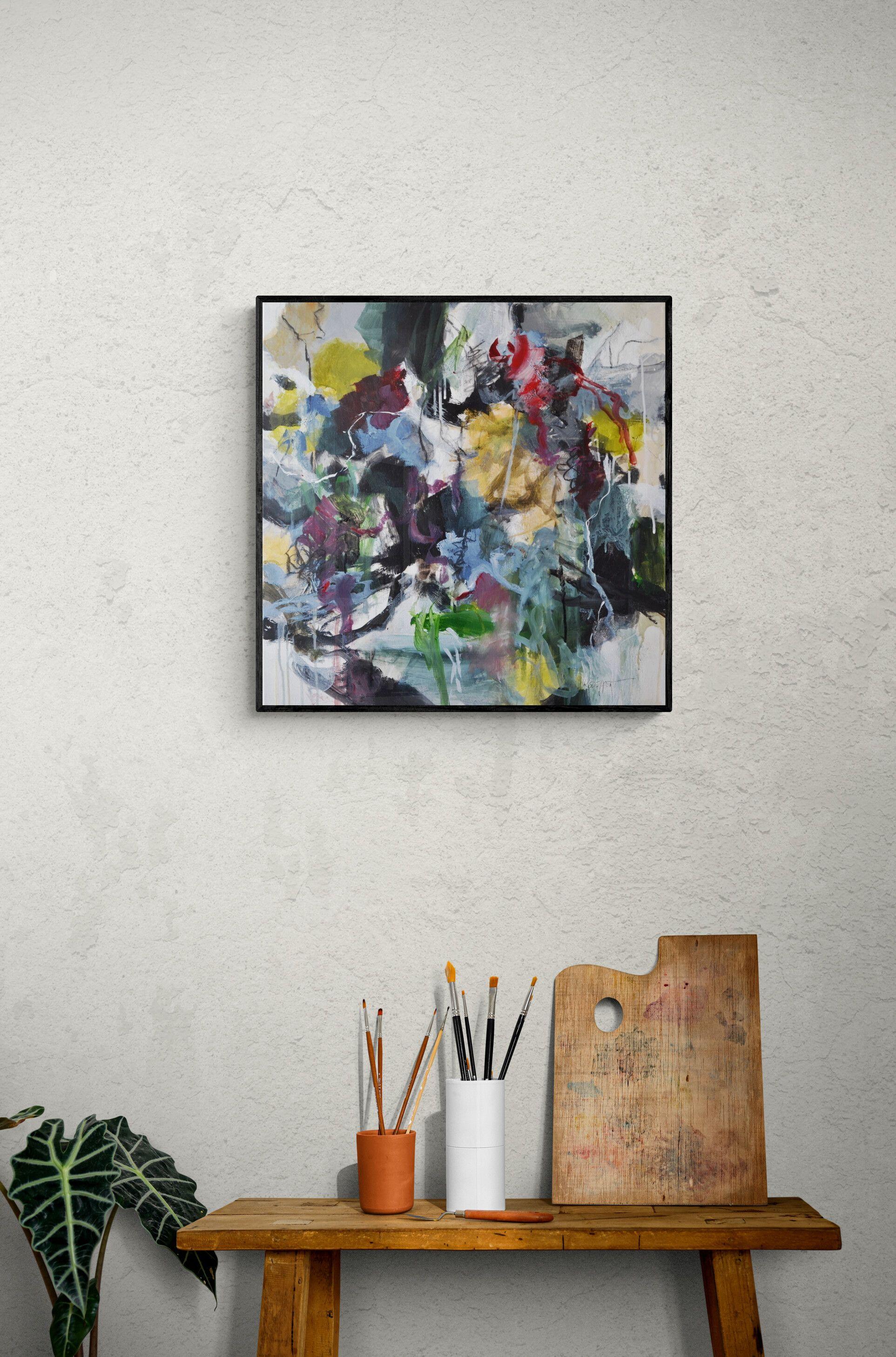 Der König und sein Pferdewagen, Gemälde, Acryl auf Leinwand – Painting von Karin Goeppert