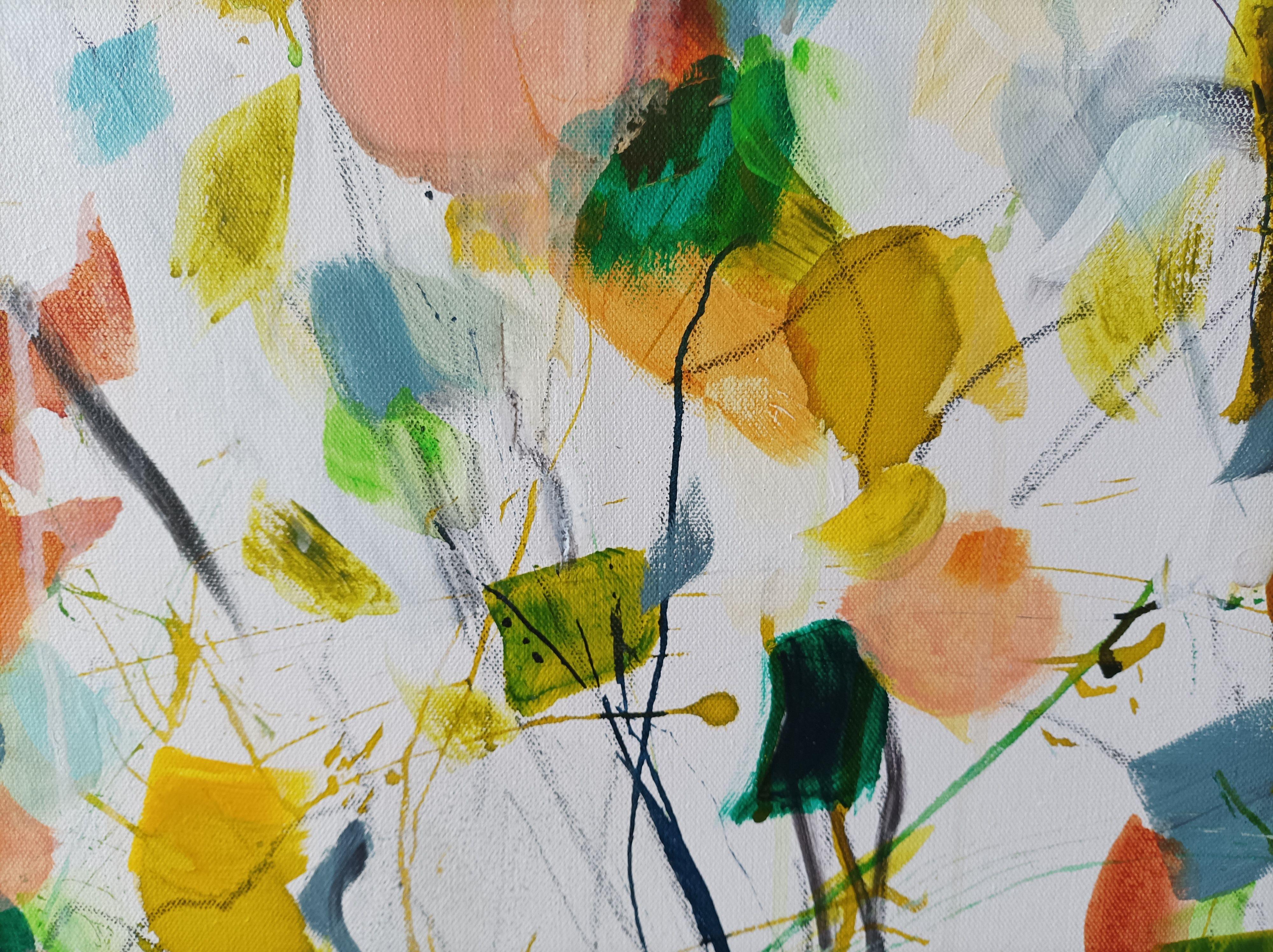 Wenn die Bladdln fliagn (Wenn die Blätter fliegen), Gemälde, Acryl auf Leinwand (Abstrakt), Painting, von Karin Goeppert