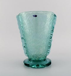 Karin Hammar for Stockholm Glasbruk, a Pair of Vases in Turquoise Art Glass