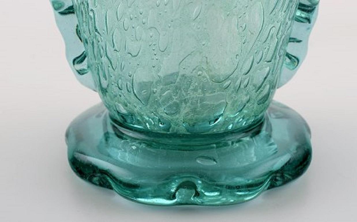 Verre brun Karin Hammar pour Stockholm Glasbruk, paire de vases en verre d'art turquoise en vente