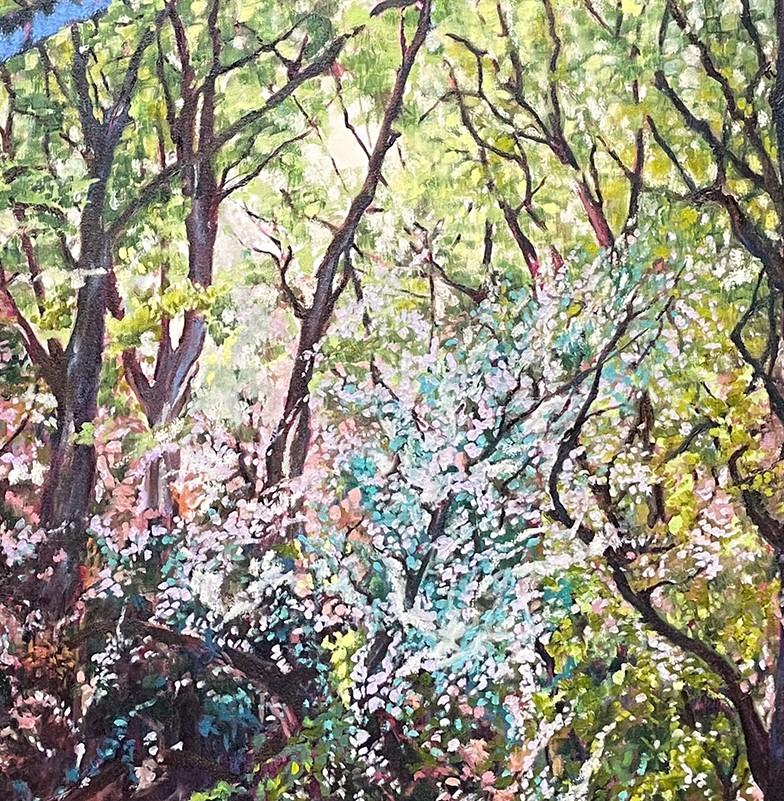 Green & Blue Landscape Forest Study Oil Painting 