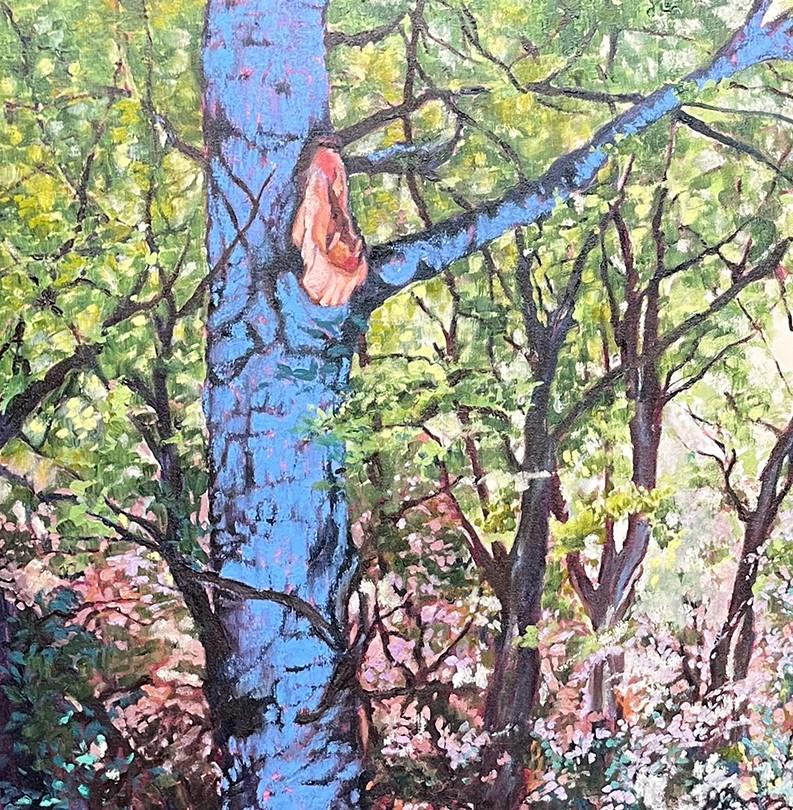 Green & Blue Landscape Forest Study Oil Painting 