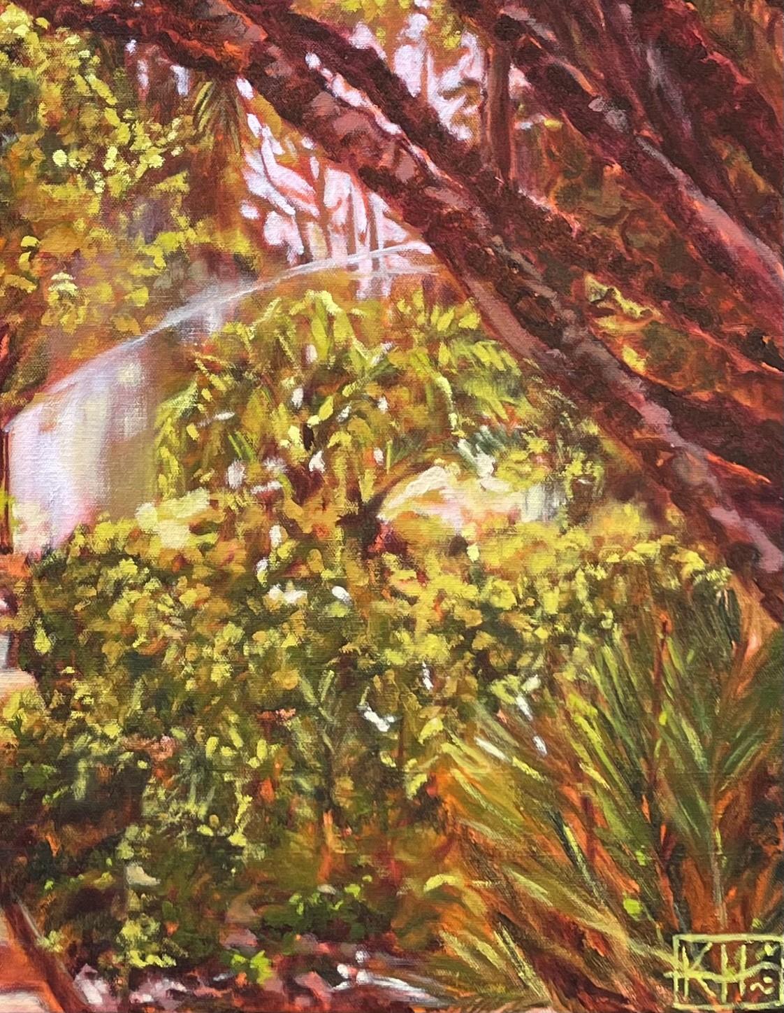 A medium sized unique oil painting on stretched canvas, ready to hang. A mystical landscape in different shades of blue, framed with a light blue shadow frame.

As the artist move through a new passage of her life these “Into the Woods” paintings