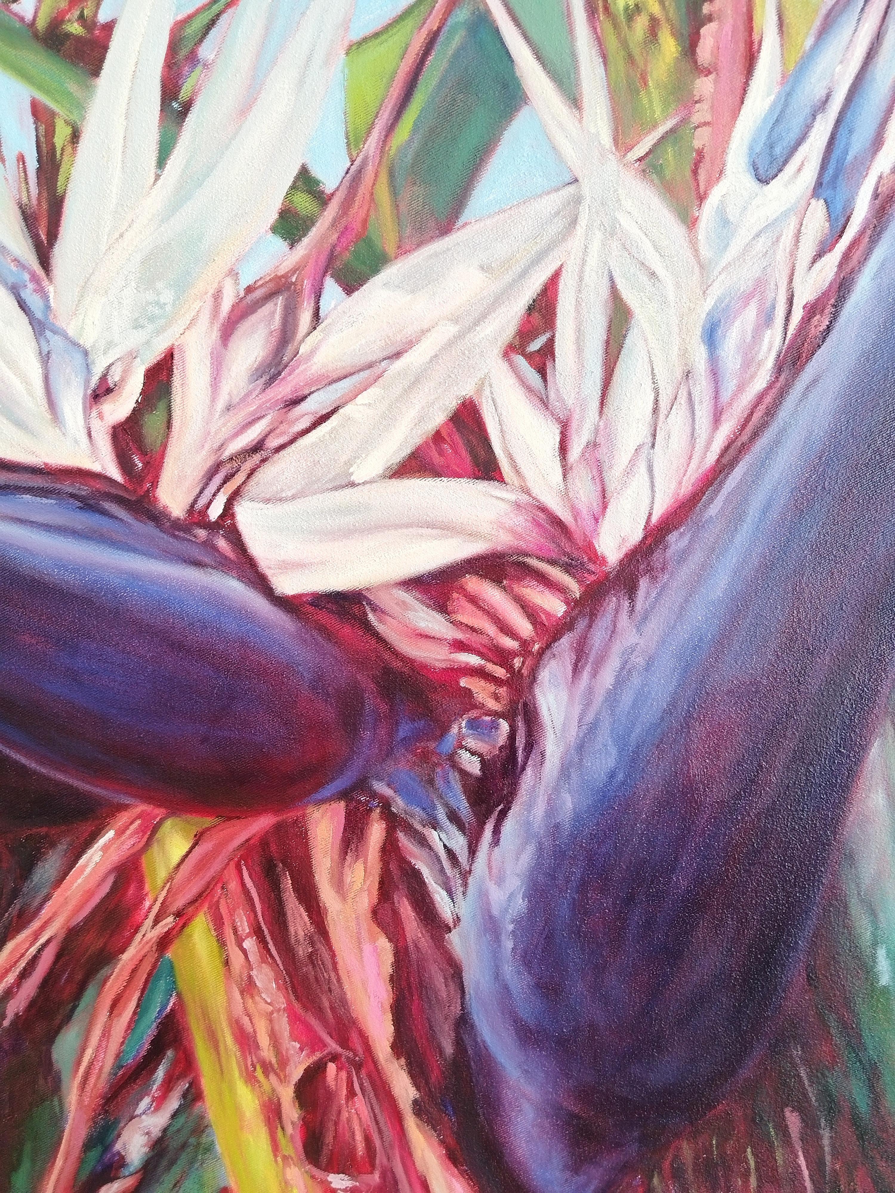 Großes botanisches Ölgemälde „Ikhamanga-XII – Vögel des Paradieses“, Ölgemälde (Zeitgenössisch), Painting, von Karin Hopkinson