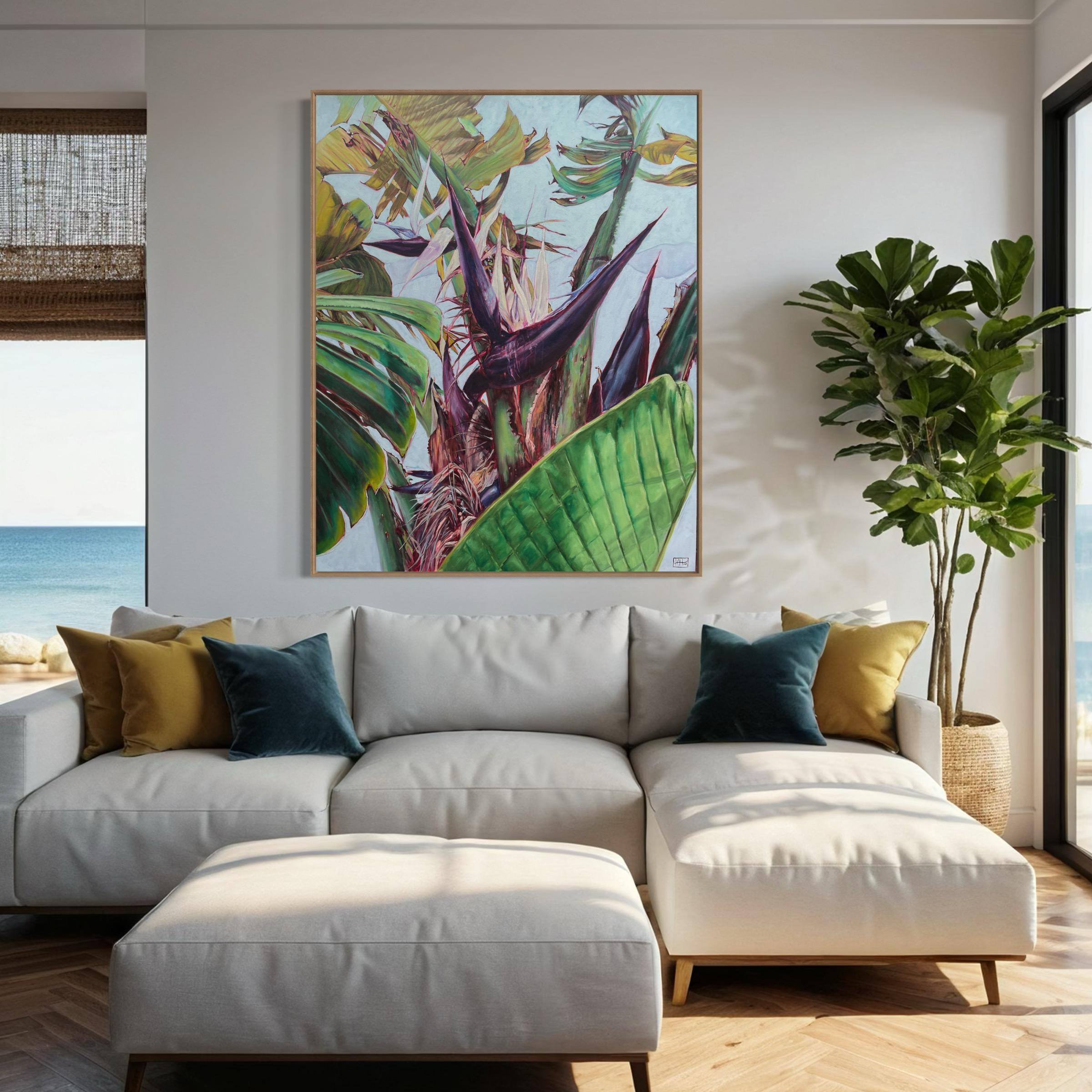 Großes botanisches Ölgemälde „Ikhamanga-XIII Vögel des Paradieses“, Ölgemälde im Angebot 9