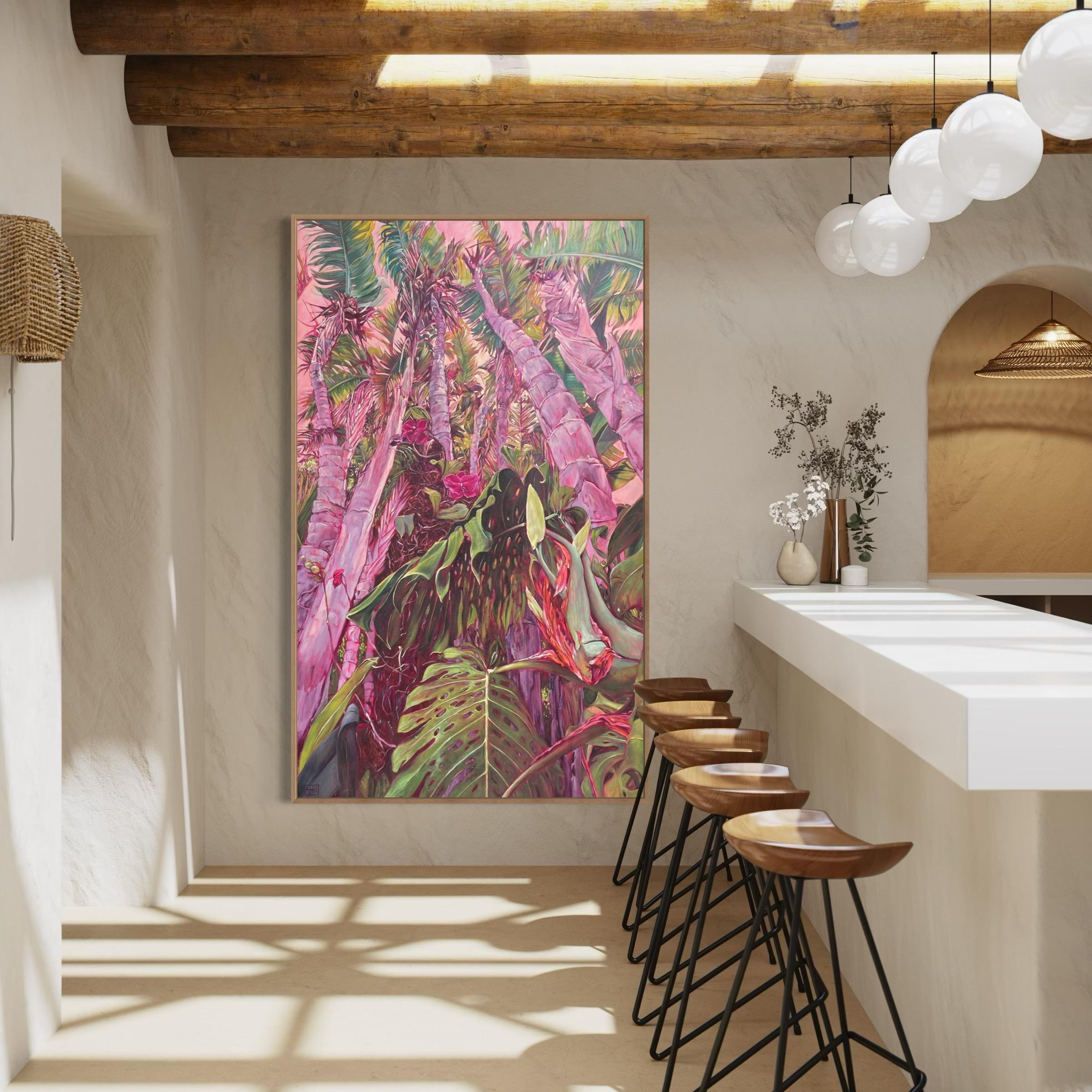 Gran pintura al óleo de estudio botánico 
