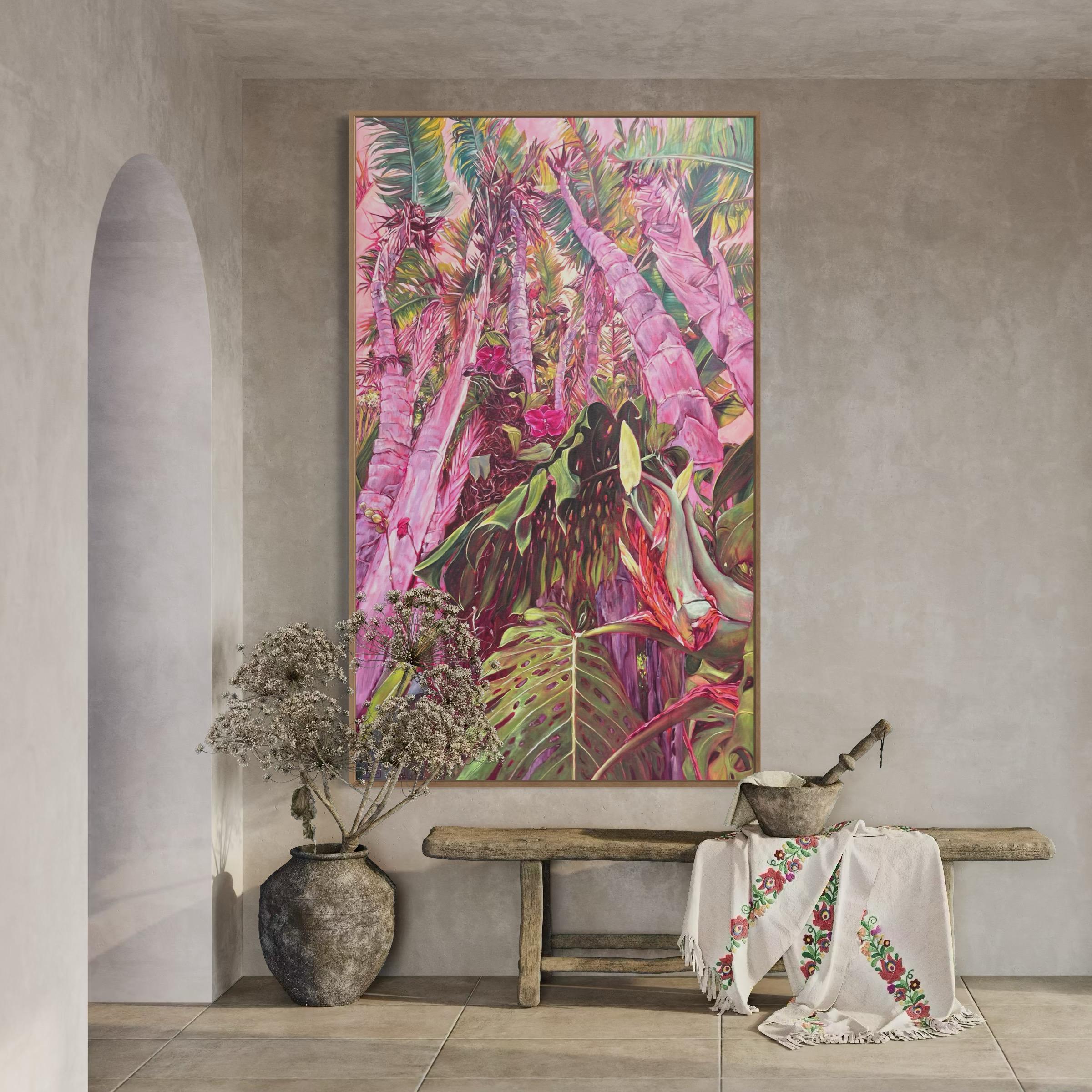 Gran pintura al óleo de estudio botánico 