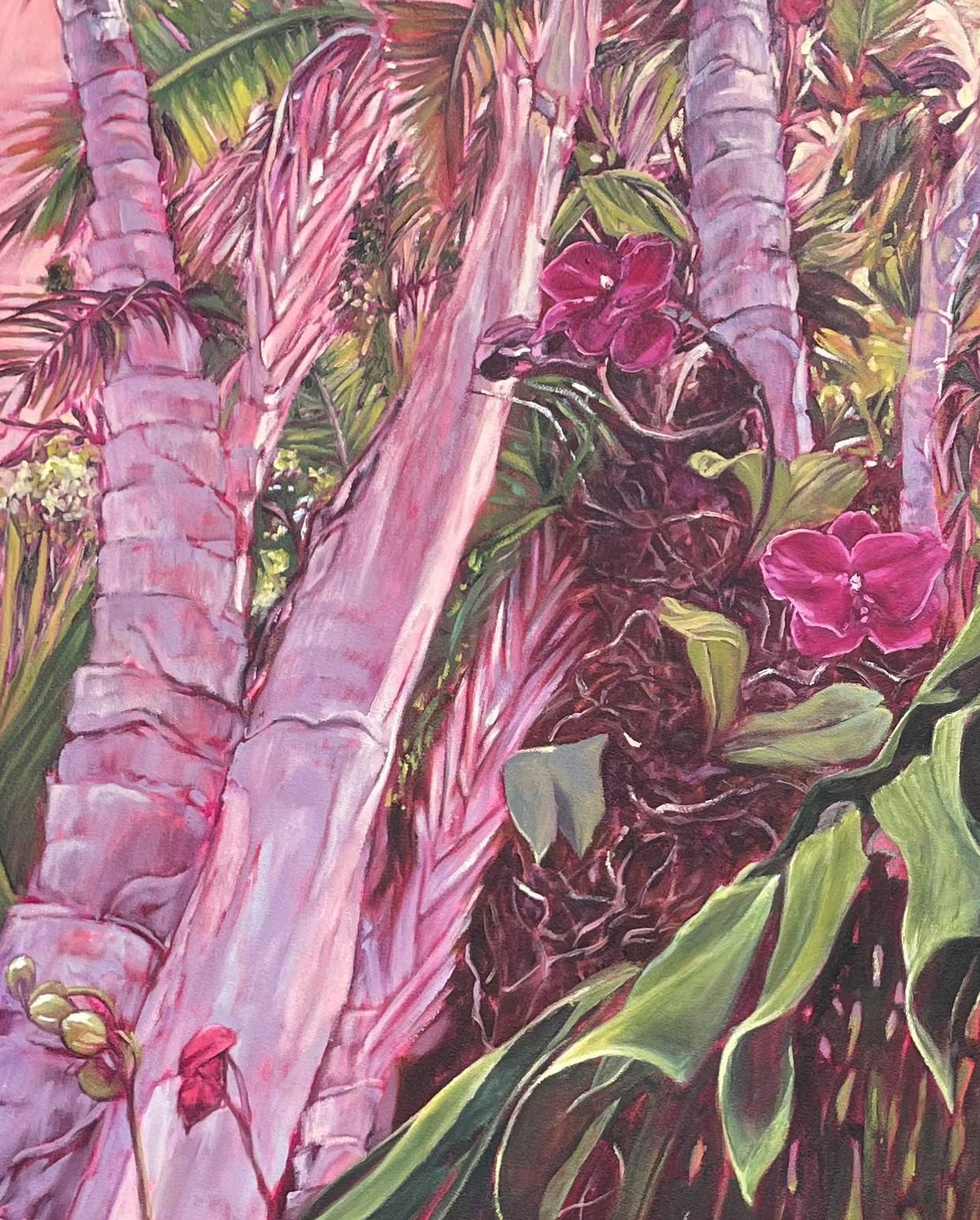 Gran pintura al óleo de estudio botánico 
