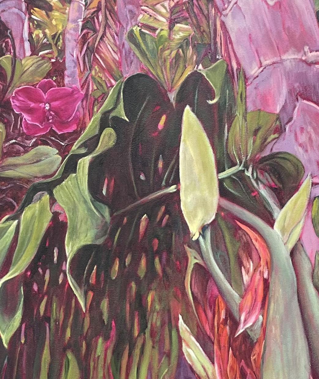 Gran pintura al óleo de estudio botánico 