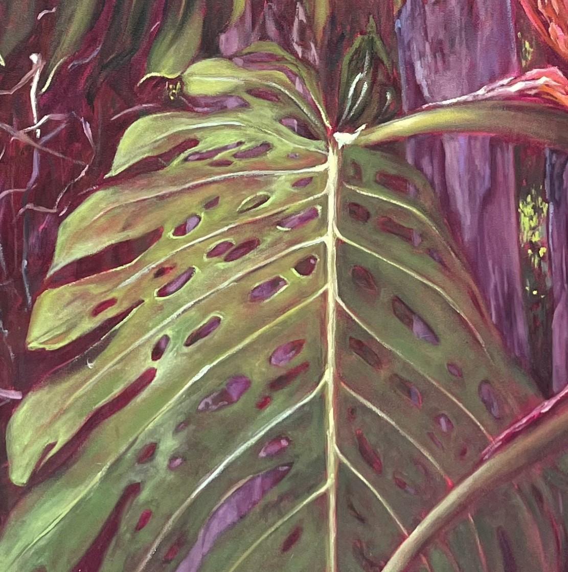 Gran pintura al óleo de estudio botánico 
