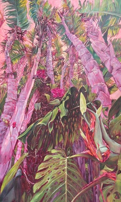 Large Botanical Study Oil Painting "Ikhamanga-XIIV Birds of Paradise Garden"