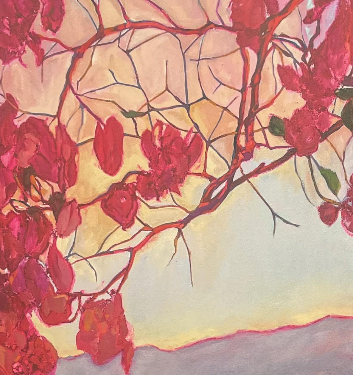 Grande pittura ad olio di studio botanico rosa 
