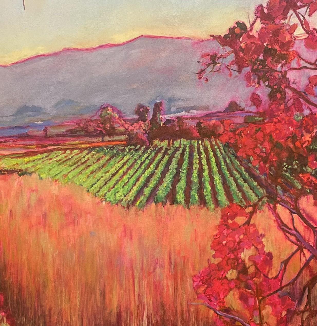 Grande pittura ad olio di studio botanico rosa 