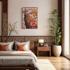 Pink Botanical Study Oil Painting "Into the Woods - Amber Season"