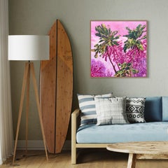 Pink Botanical Study Oil Painting "Into the Woods - Forest Fever"