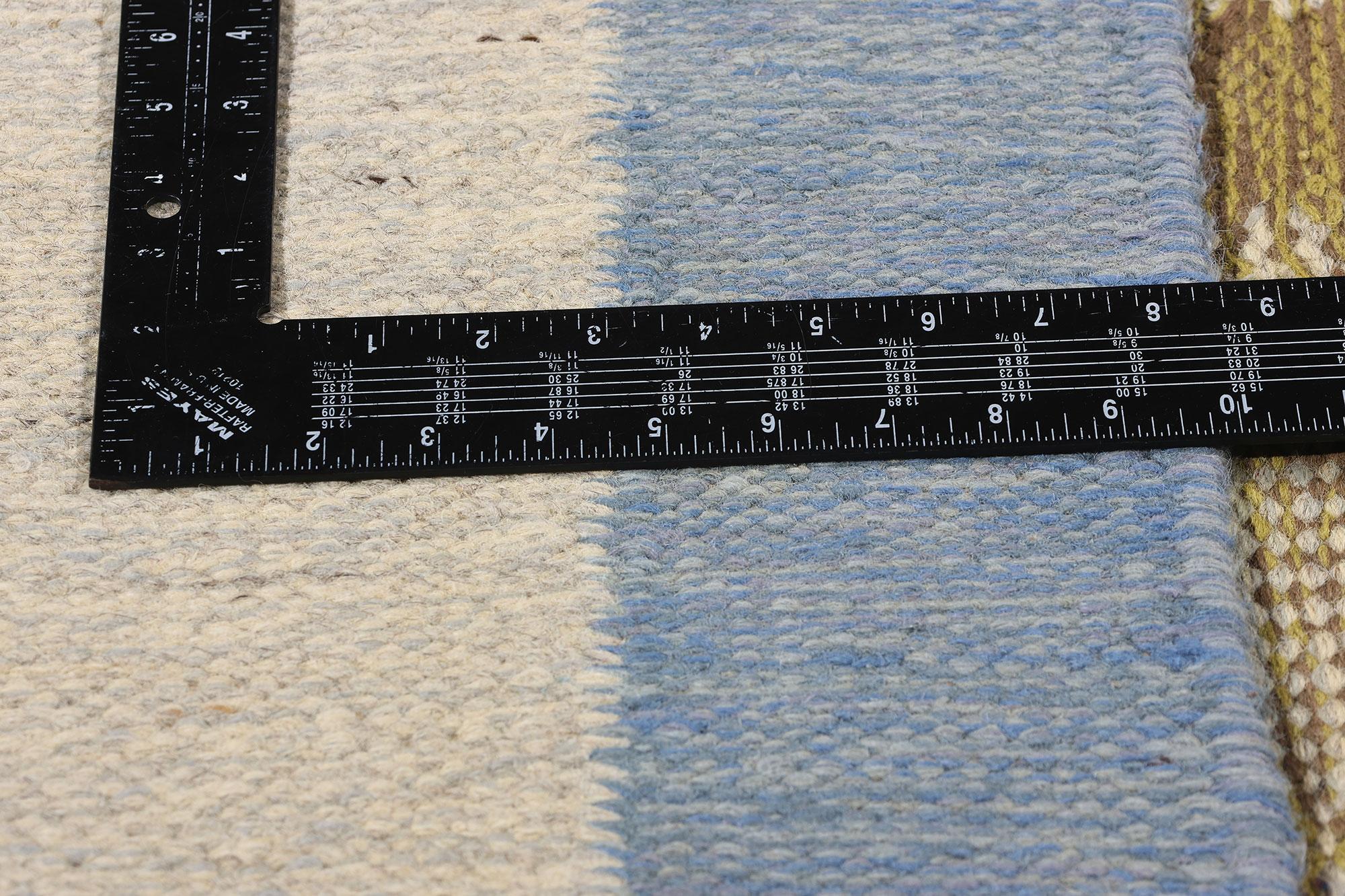 20ième siècle Karin Jonsson Vintage Swedish Blue Scandinavian Röllakan Rug en vente