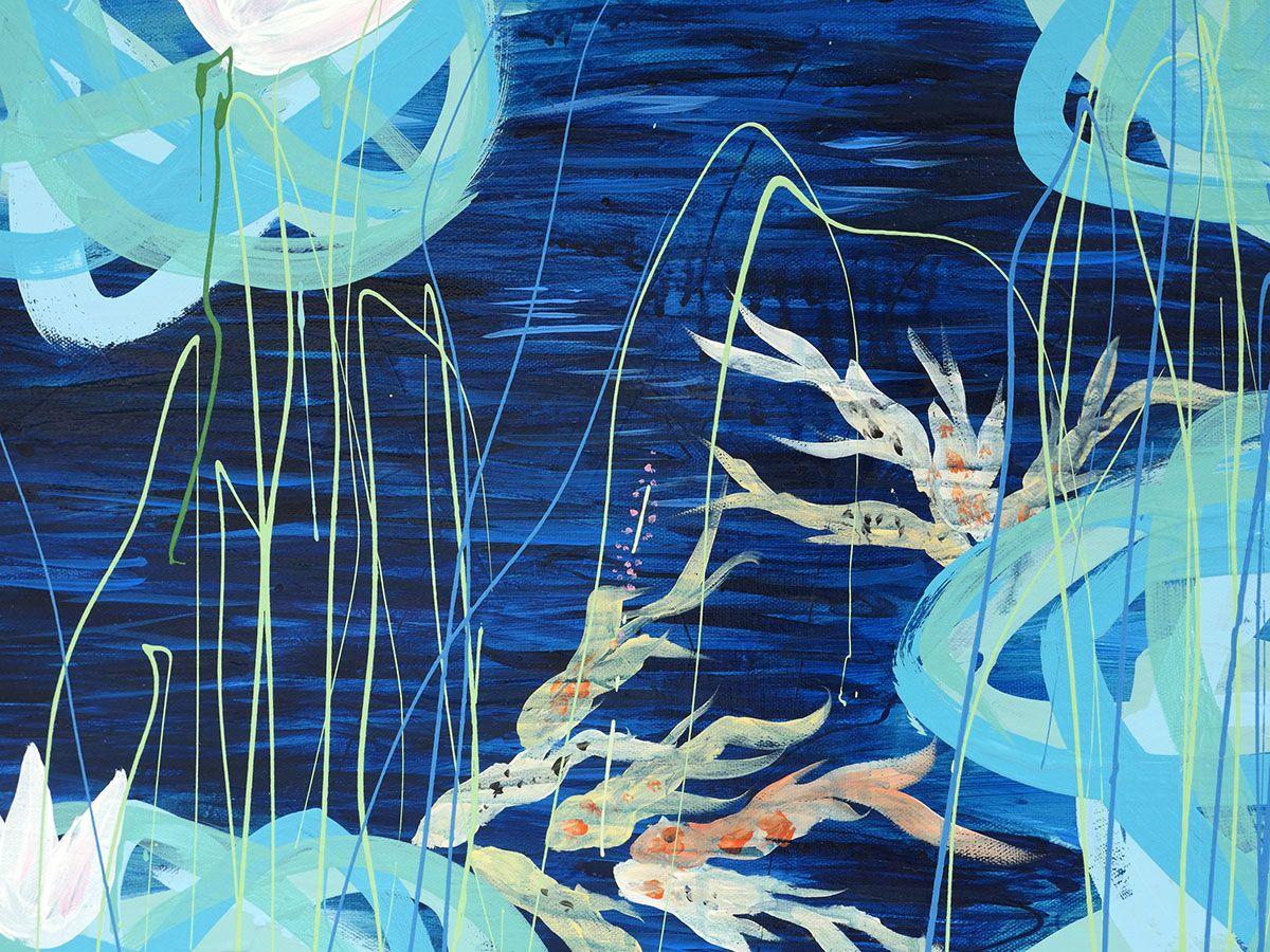 Un día soleado, Pintura, Acrílico sobre lienzo - Abstract Painting Azul de Karin Lowney-Seed