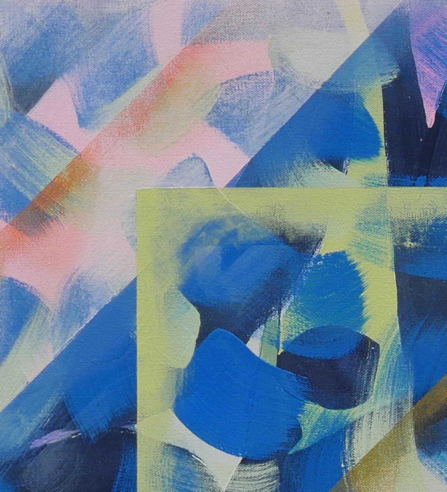 A Time and a Place, Painting, Acrylic on Canvas - Blue Abstract Painting by Karin Lowney-Seed