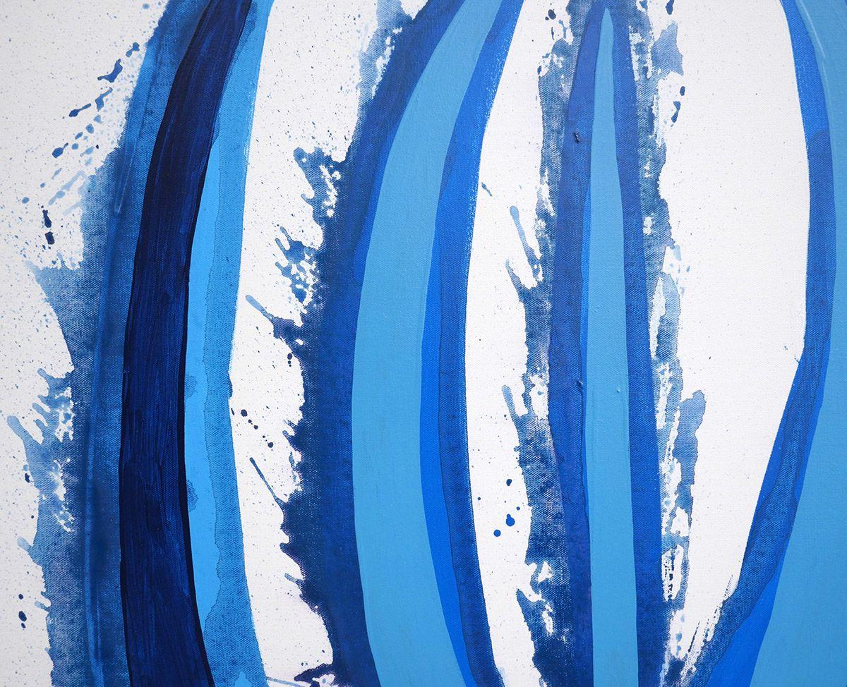 Blue Dynamite Tulip - Part of an ongoing series of Tulips/Water/Gardens - this piece is clean and simple yet layered and rich in texture and motion.  :: Painting :: Abstract :: This piece comes with an official certificate of authenticity signed by