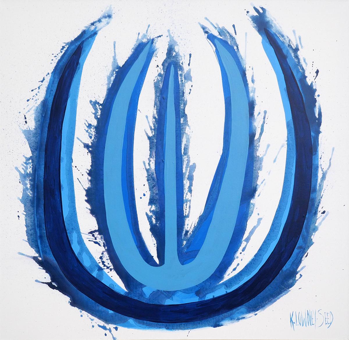 Karin Lowney-Seed Abstract Painting - Blue Dynamite Tulip, Painting, Acrylic on Canvas