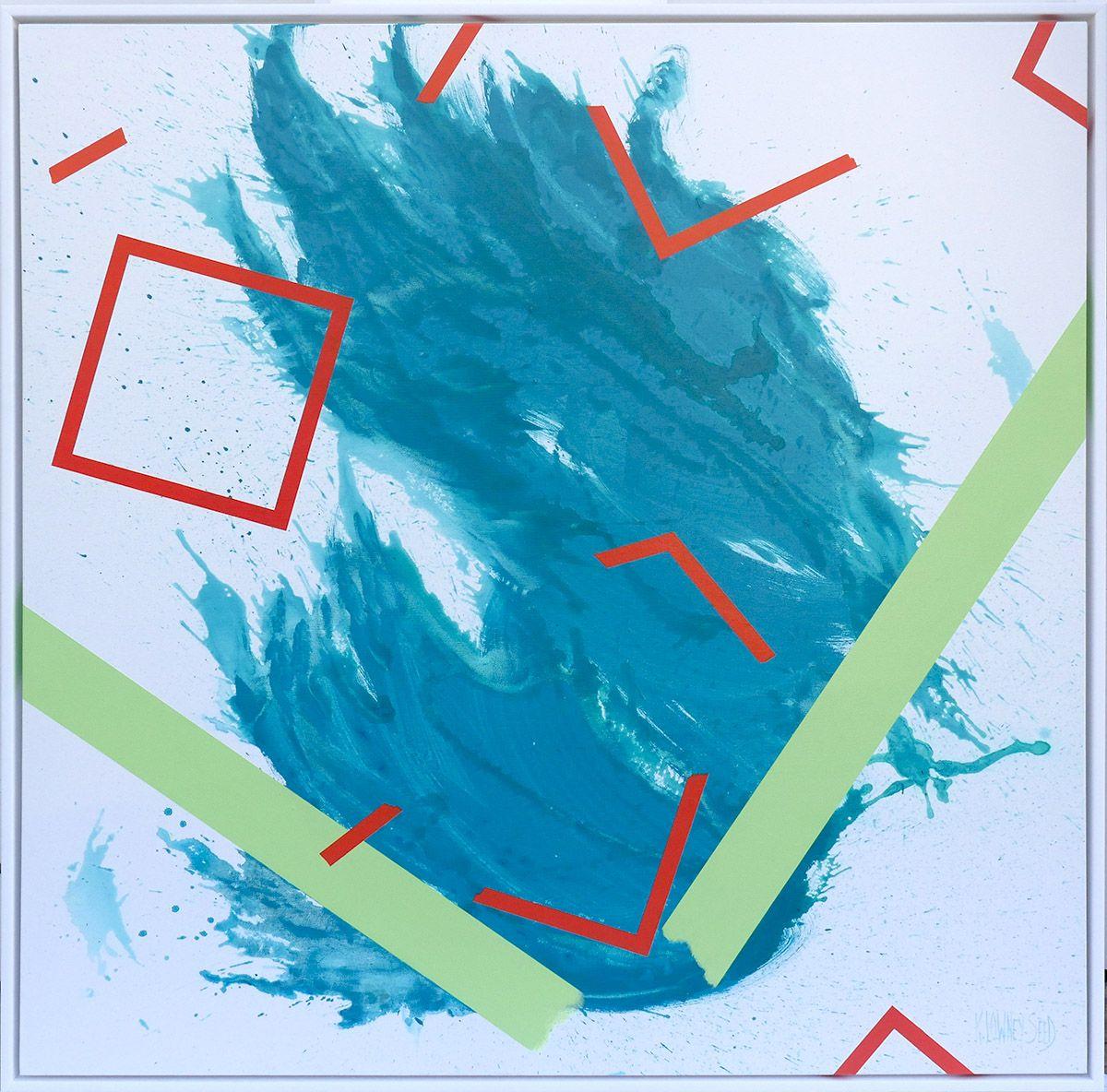 Breaking Barriers, Painting, Acrylic on Canvas - Blue Abstract Painting by Karin Lowney-Seed