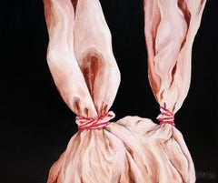 Bunny in Satin, Gemälde, Acryl auf Leinwand