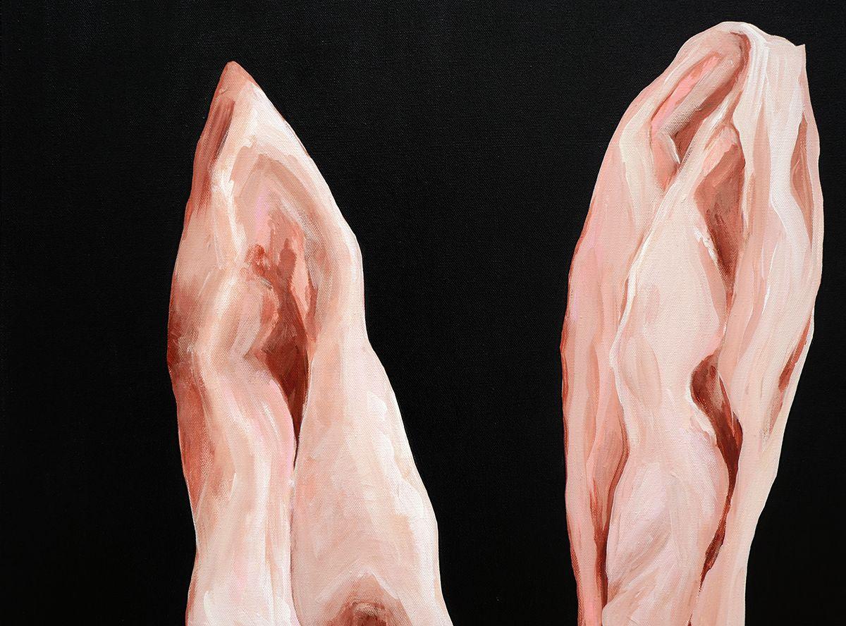 Coniglietto in raso, Pittura, Acrilico su tela in vendita 2