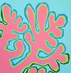 Coral in Aqua and Coral, Painting, Acrylic on Canvas