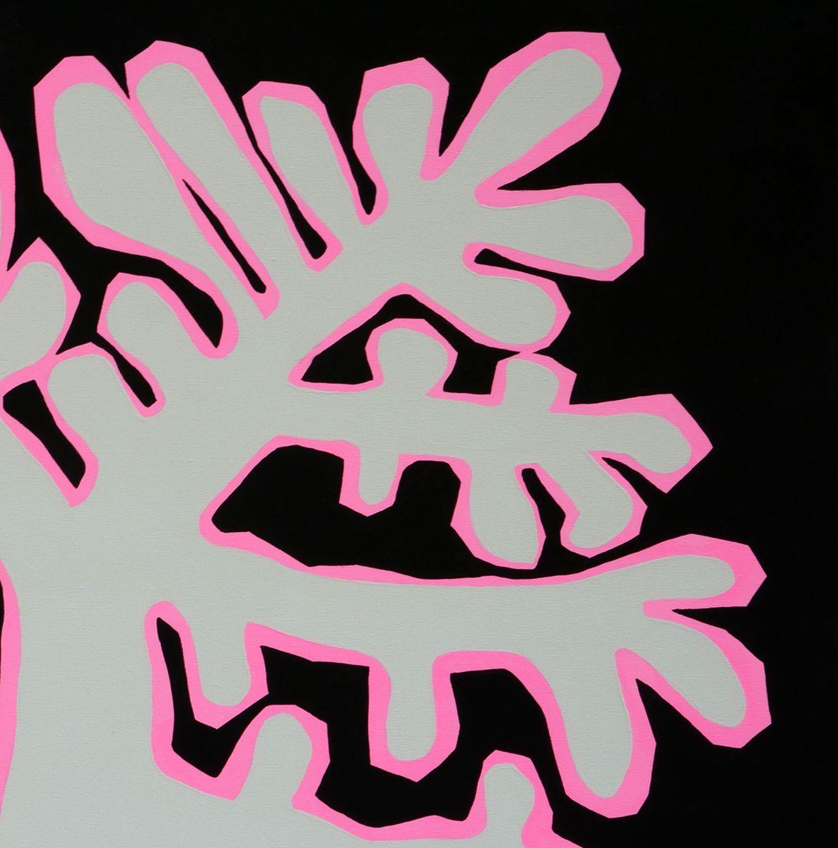 Coral en negro y rosa, Pintura, Acrílico sobre lienzo - Painting Abstracto de Karin Lowney-Seed