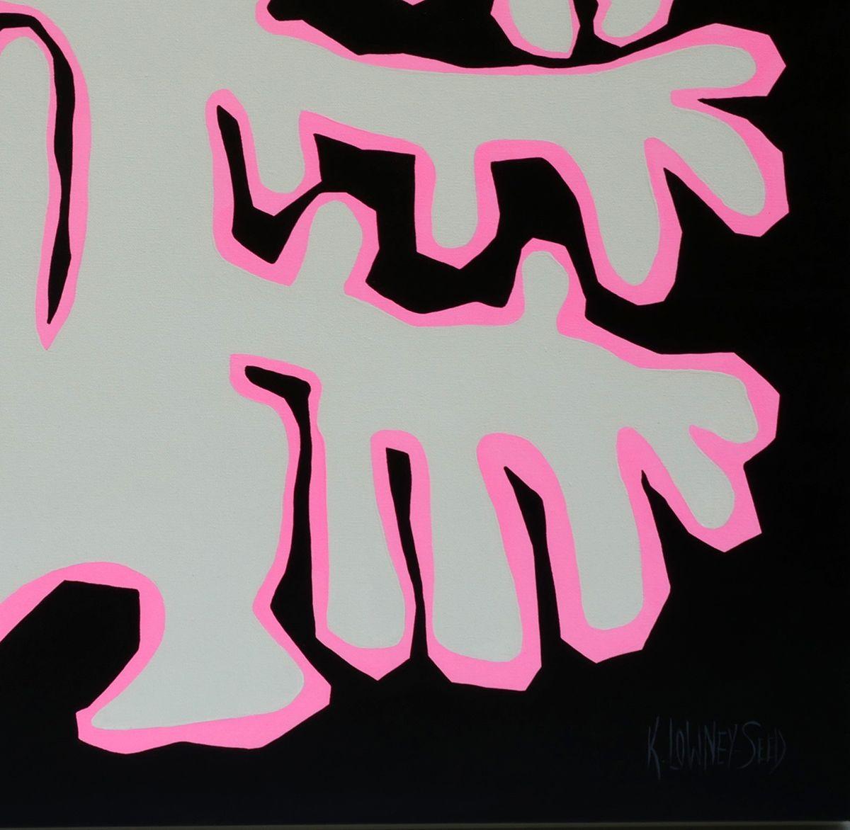 Coral en negro y rosa, Pintura, Acrílico sobre lienzo - Abstract Painting Negro de Karin Lowney-Seed