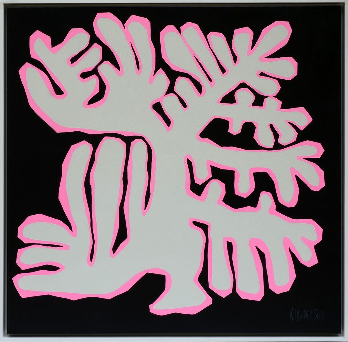 coral en negro y rosa :: Pintura :: Abstracta :: Esta obra viene con un certificado oficial de autenticidad firmado por el artista :: Lista para colgar Sí :: Firmada: Sí :: Ubicación de la firma: esquina inferior derecha  :: Lienzo :: Diagonal ::