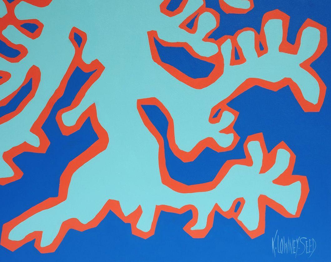 Coral in Blue and Aqua, Painting, Acrylic on Canvas For Sale 1
