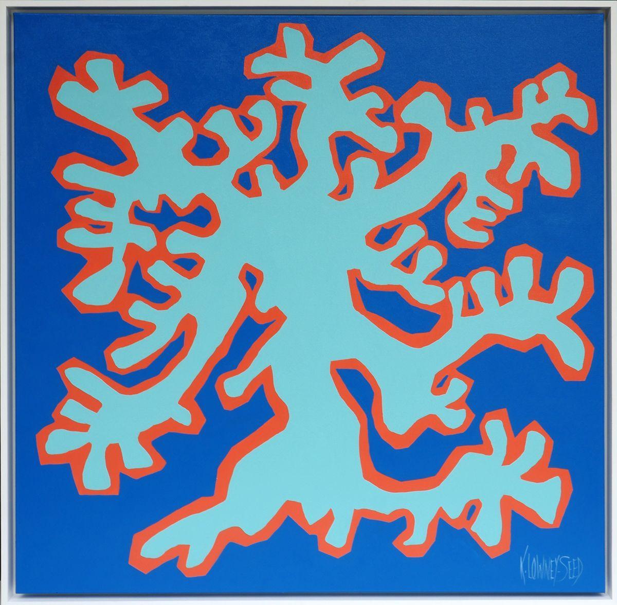 Coral in Blue and Aqua, Painting, Acrylic on Canvas For Sale 2