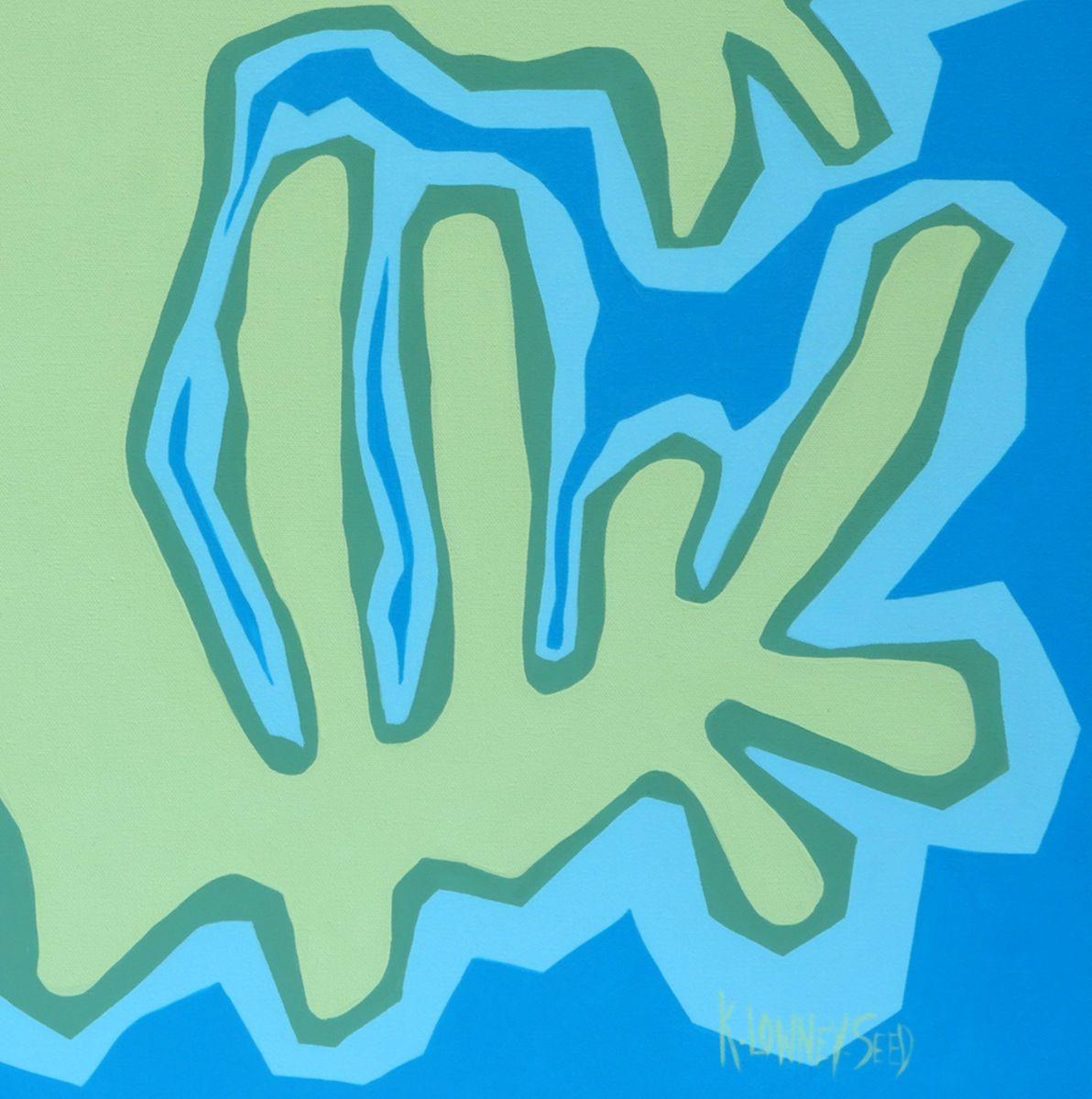 Coral in Blue and Green, Painting, Acrylic on Canvas For Sale 2