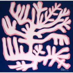 Koralle in Marineblau und Rosa, Gemlde, Acryl auf Leinwand